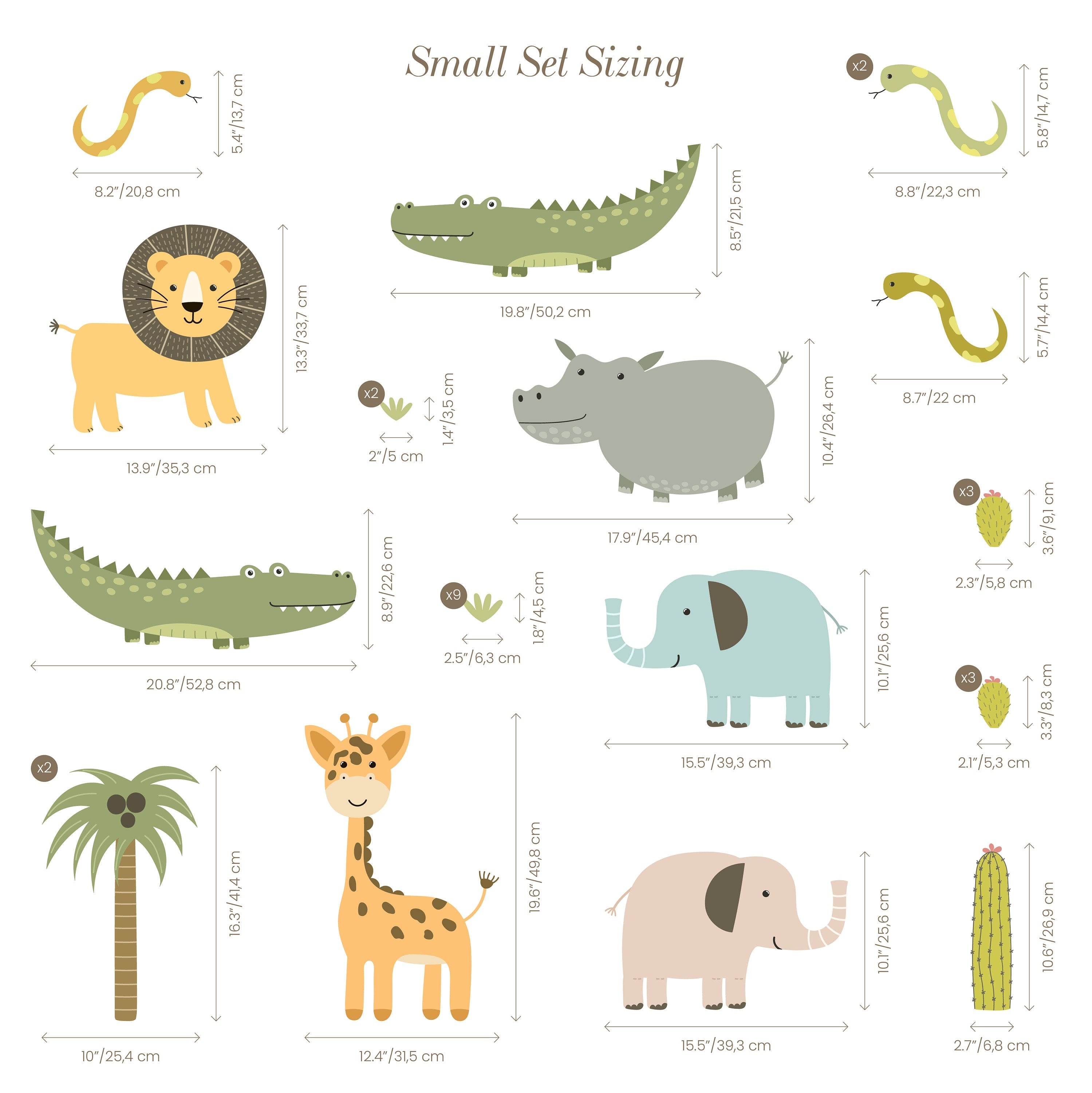 Cute Safari Animals Wall Decal for Kids | Removable Peel and Stick Wall Decals | African Animals Wall Stickers - Clickwalls