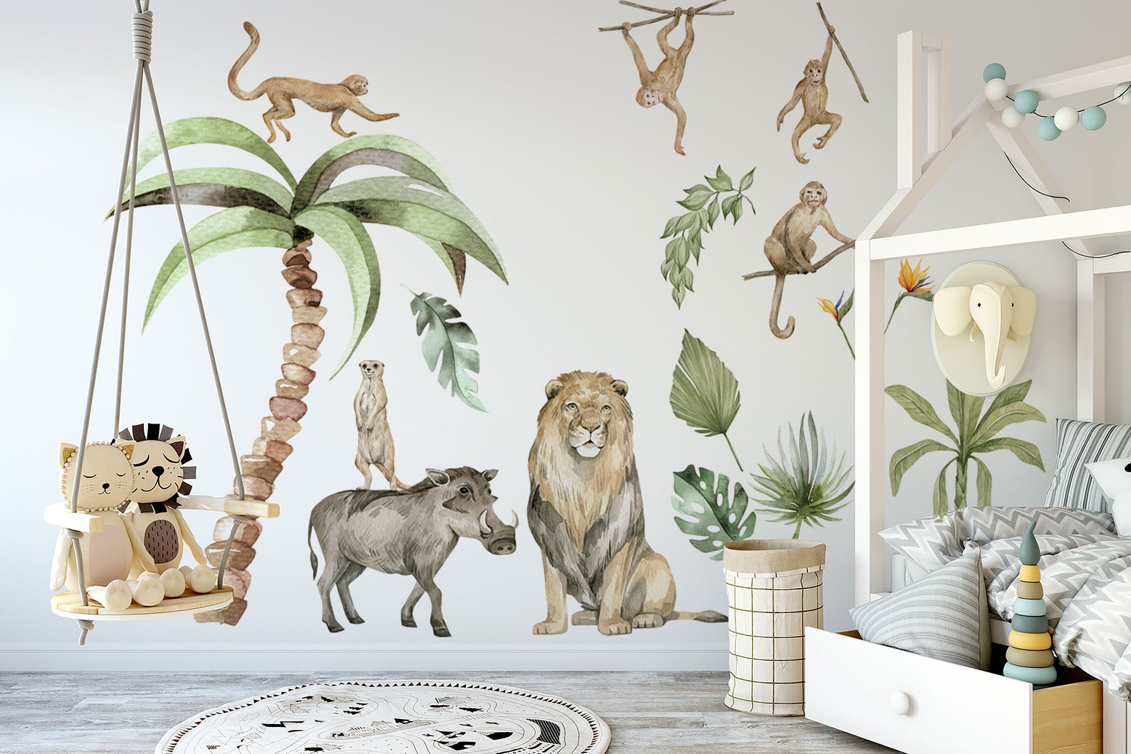Jungle Animal Wall Stickers: Repositionable Nursery Decals for Your Little One's Room - Clickwalls
