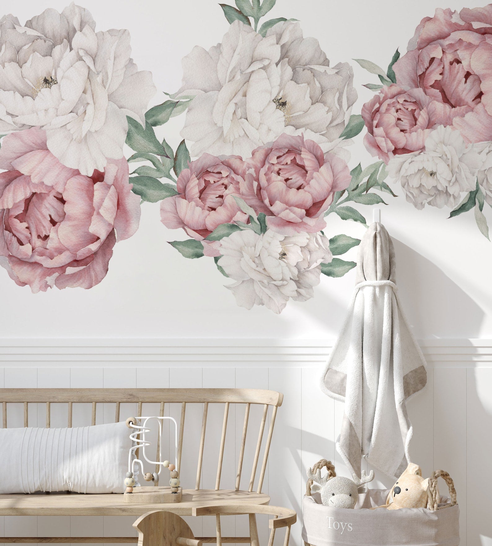 Peony Floral Decals | Self-Adhesive Wall Stickers for Nursery or Home Decor - Clickwalls