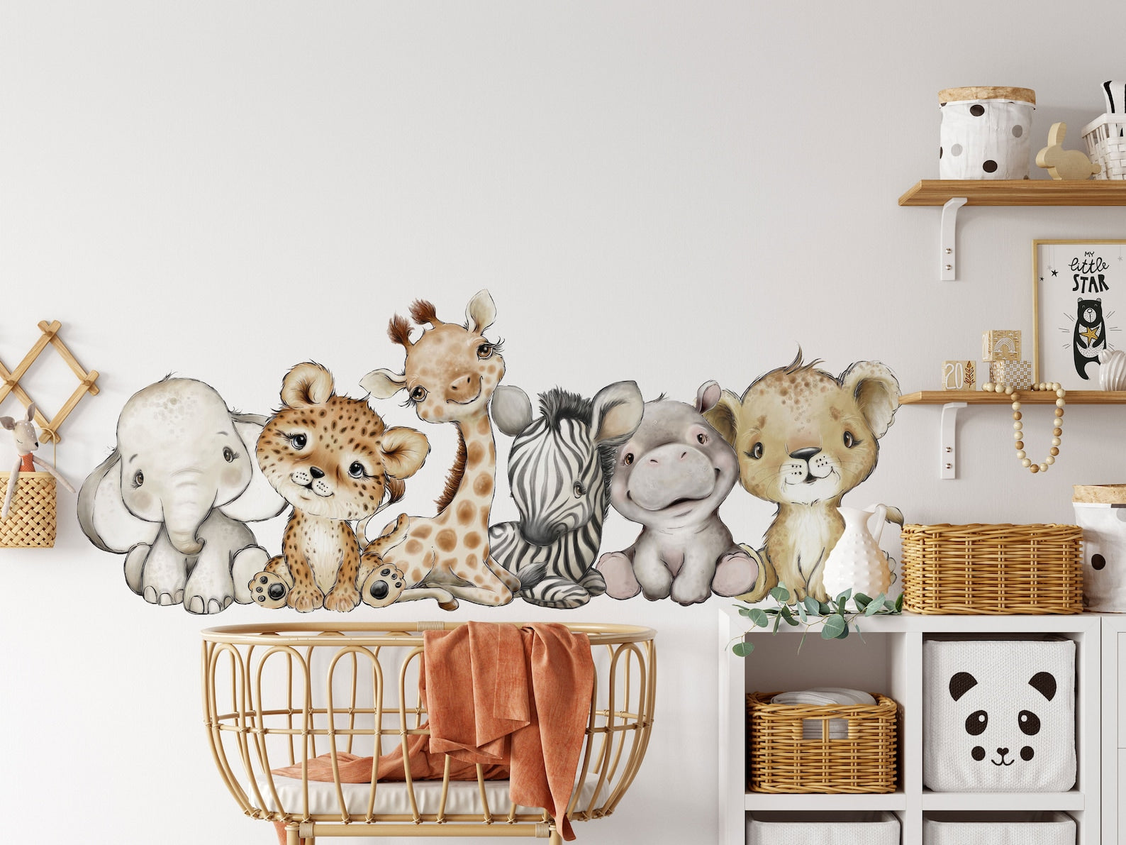 Baby Giraffe Lion Elephant Wall Sticker | Jungle Animal Nursery Decor - Clickwalls