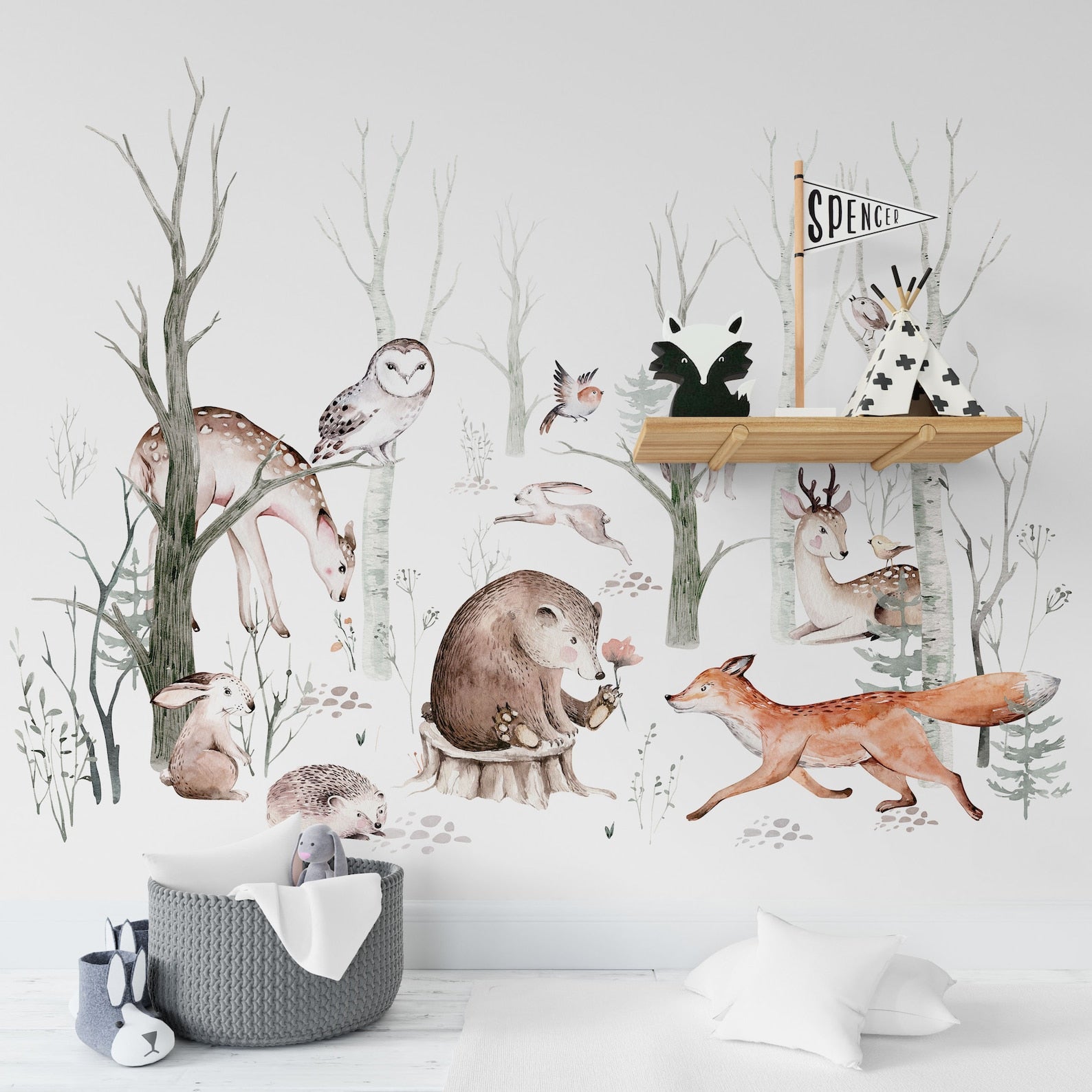 Woodland Forest Wall Decals for Kids | Animals and Tree Wall Decals | Nursery Woodland Stickers - Clickwalls