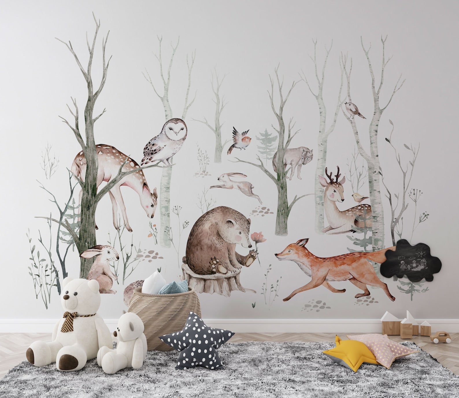 Woodland Forest Wall Decals for Kids | Animals and Tree Wall Decals | Nursery Woodland Stickers - Clickwalls