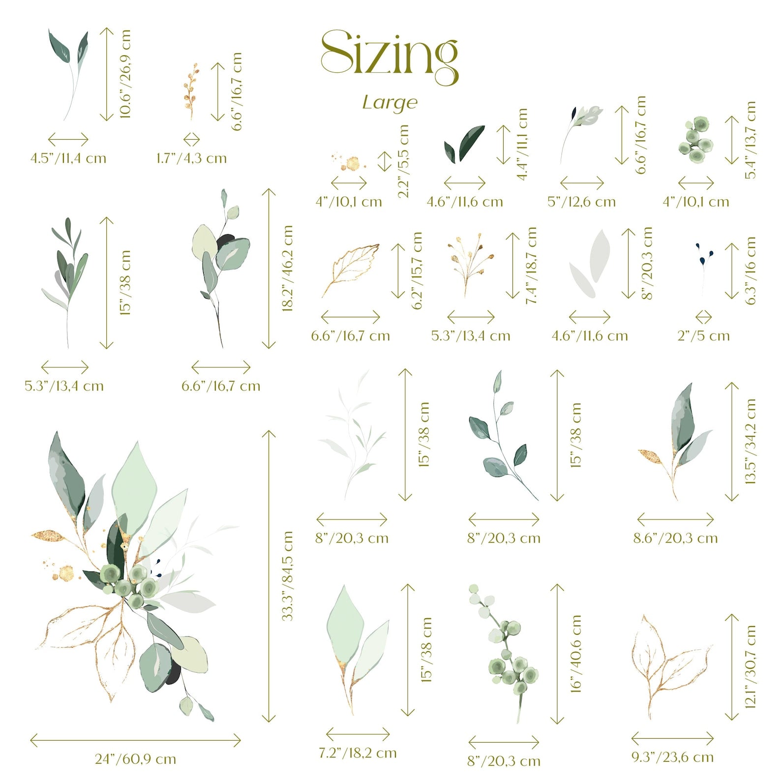 Jungle Leaves Wall Decal for Nursery, Bathroom Tropical Wall Decals, Palm Banana Leaf Wall Decal, Safari Tropical Plants Decal Peel & Stick - Clickwalls