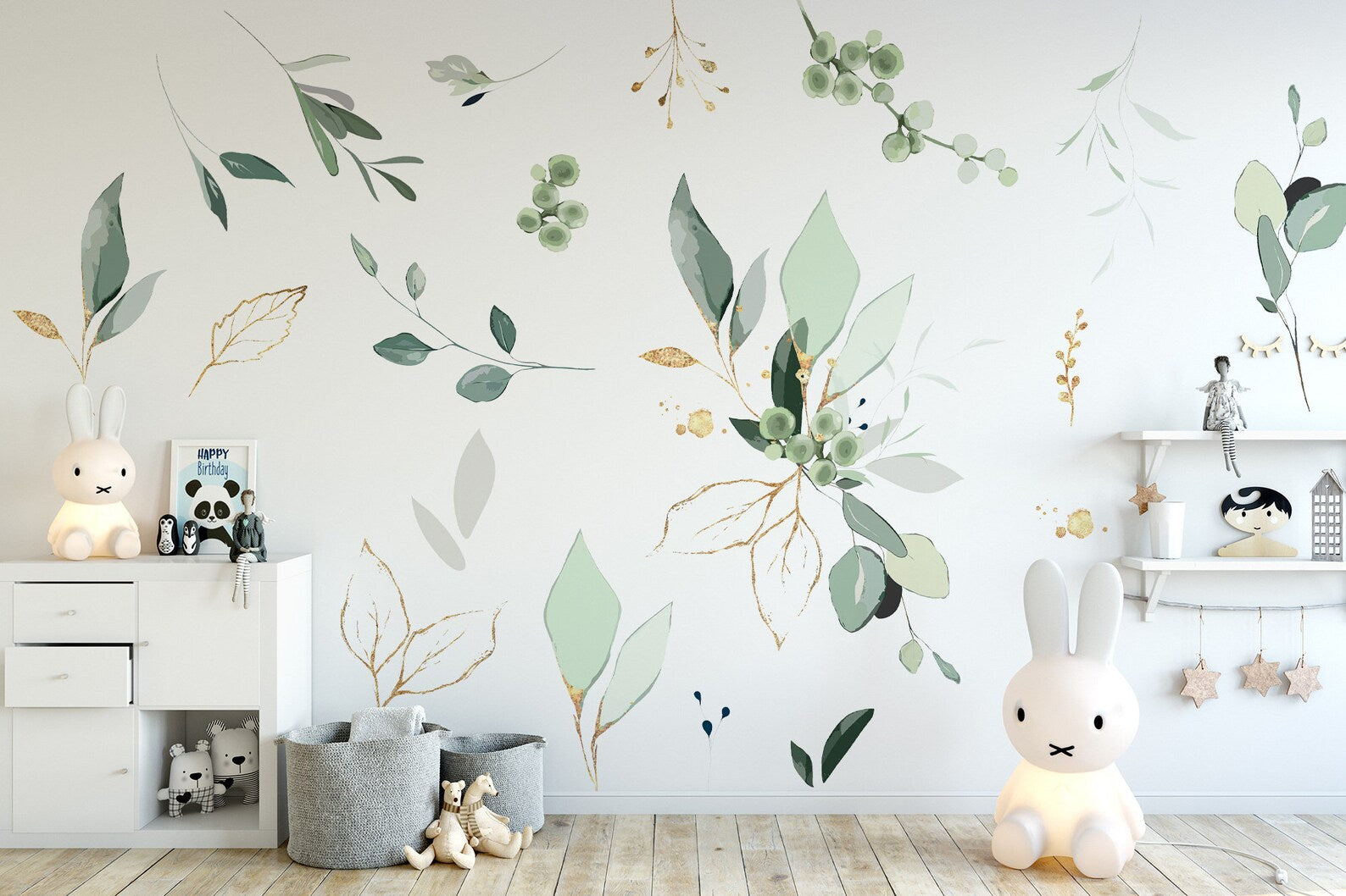 Jungle Leaves Wall Decal for Nursery, Bathroom Tropical Wall Decals, Palm Banana Leaf Wall Decal, Safari Tropical Plants Decal Peel & Stick - Clickwalls