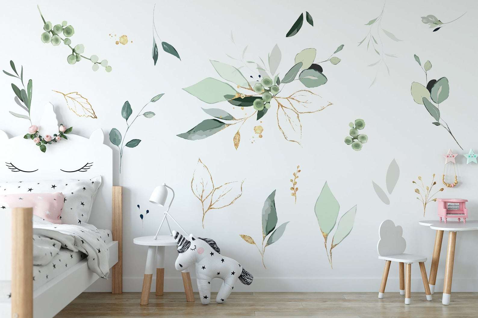 Jungle Leaves Wall Decal for Nursery, Bathroom Tropical Wall Decals, Palm Banana Leaf Wall Decal, Safari Tropical Plants Decal Peel & Stick - Clickwalls