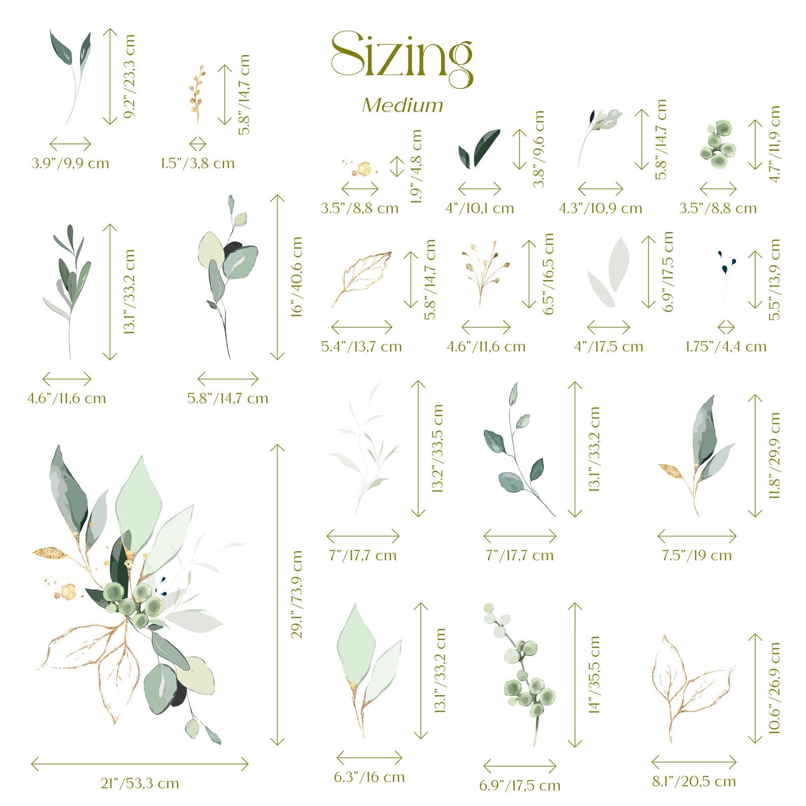 Jungle Leaves Wall Decal for Nursery, Bathroom Tropical Wall Decals, Palm Banana Leaf Wall Decal, Safari Tropical Plants Decal Peel & Stick - Clickwalls