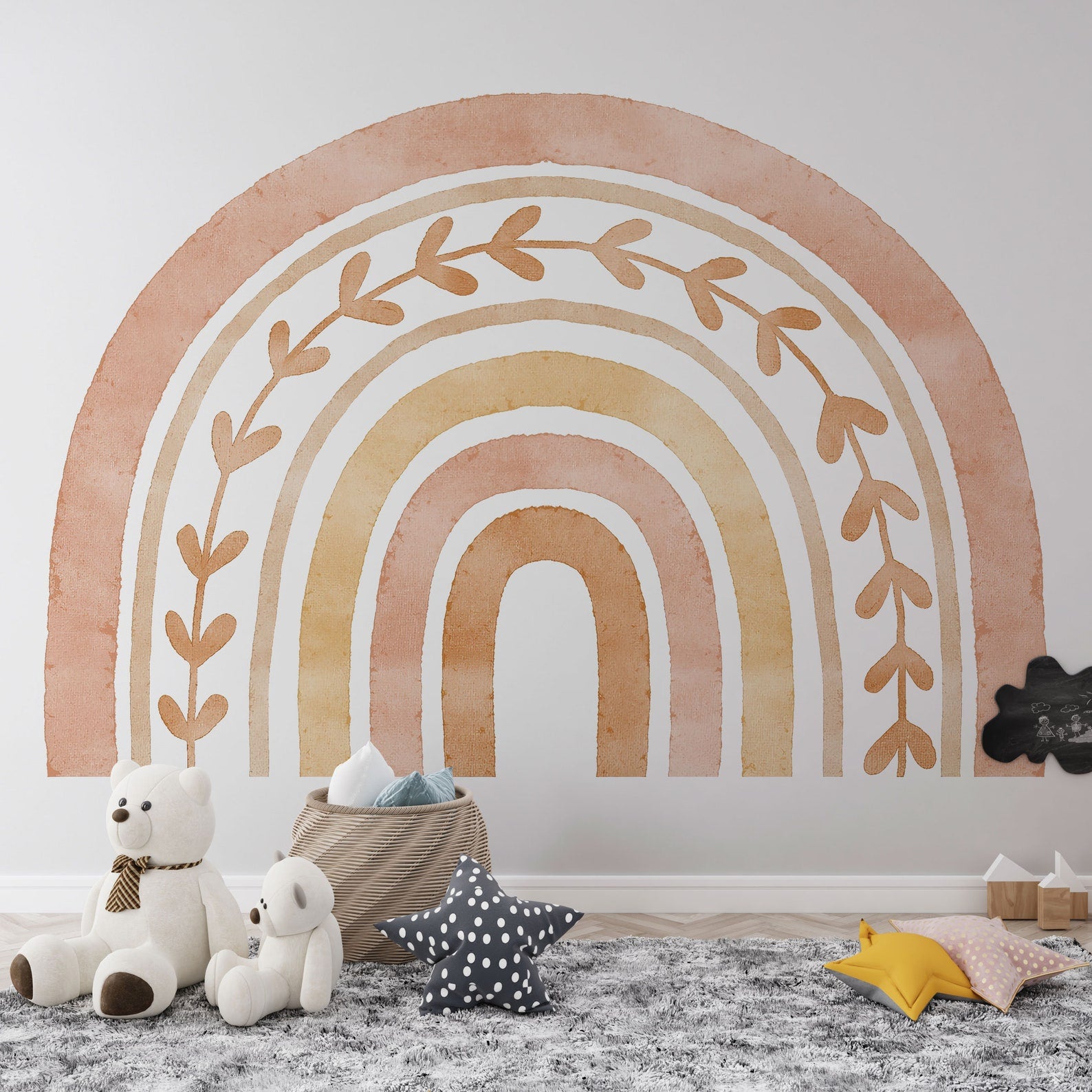 Decal Rainbow Decal Sweet Neutral Boho - No Background Rainbow Decal - Self Adhesive Decals Peel and Stick Removable Stickers - Nursery - Clickwalls