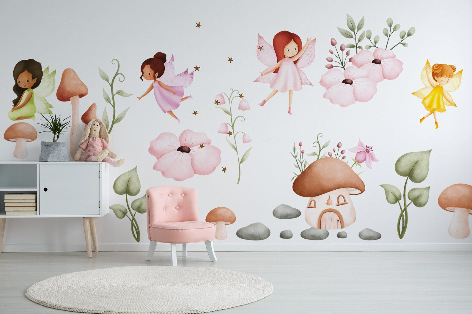 Fairy Wall Decal for Girls Room Nursery Decor | Peel and Stick Fairies Wall Sticker for Kids and Nursery | Cute Flying Fairy Sticker - Clickwalls