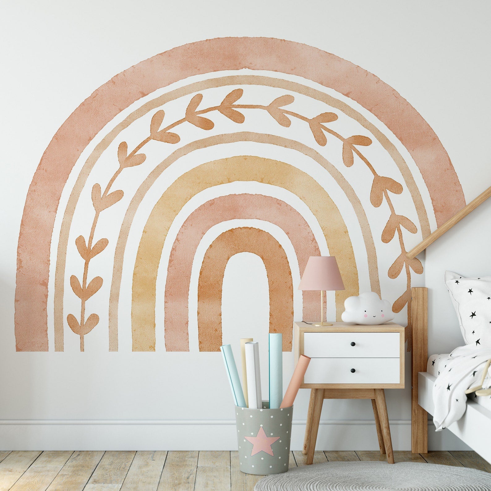 Decal Rainbow Decal Sweet Neutral Boho - No Background Rainbow Decal - Self Adhesive Decals Peel and Stick Removable Stickers - Nursery - Clickwalls