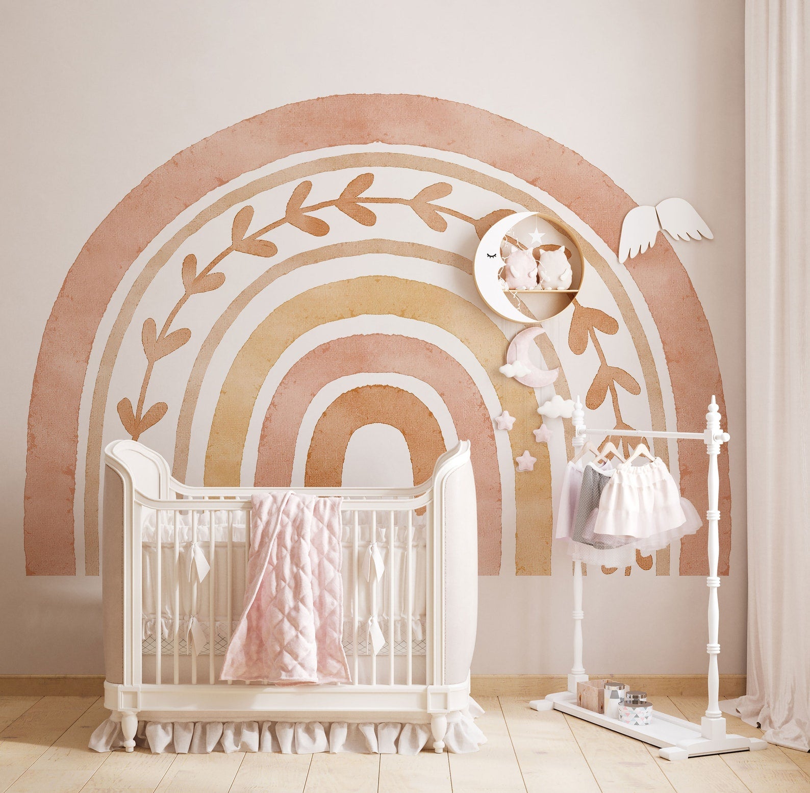Decal Rainbow Decal Sweet Neutral Boho - No Background Rainbow Decal - Self Adhesive Decals Peel and Stick Removable Stickers - Nursery - Clickwalls