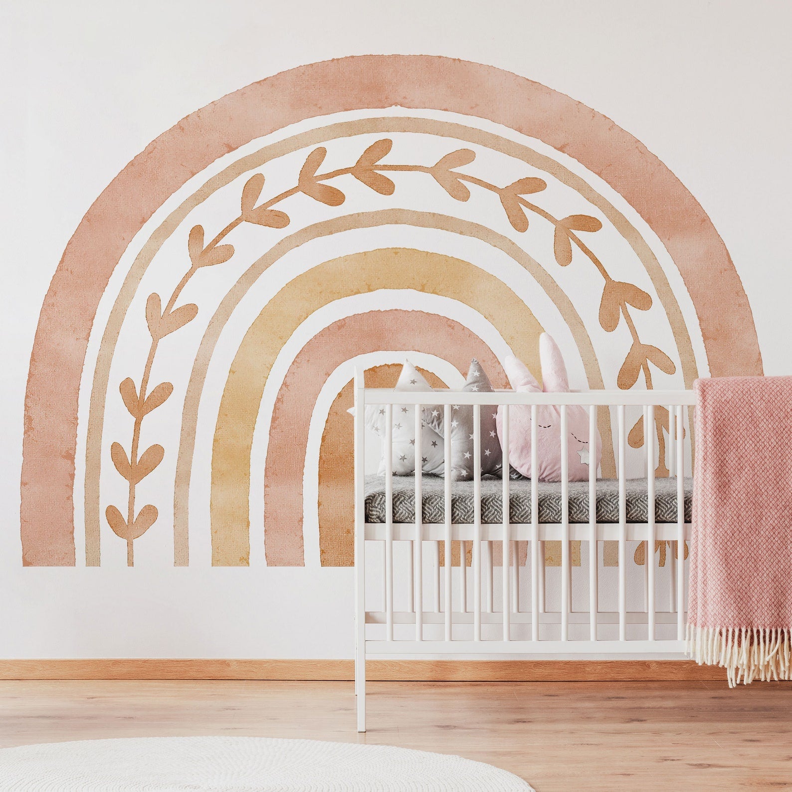 Decal Rainbow Decal Sweet Neutral Boho - No Background Rainbow Decal - Self Adhesive Decals Peel and Stick Removable Stickers - Nursery - Clickwalls