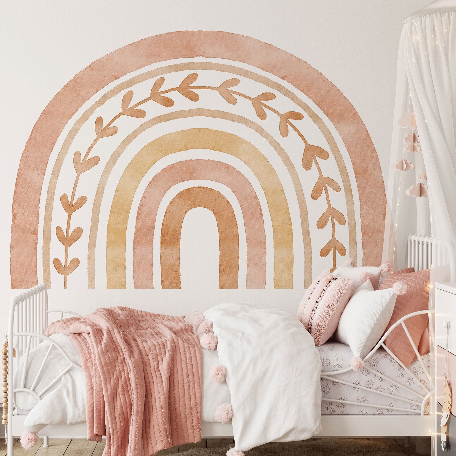 Decal Rainbow Decal Sweet Neutral Boho - No Background Rainbow Decal - Self Adhesive Decals Peel and Stick Removable Stickers - Nursery - Clickwalls