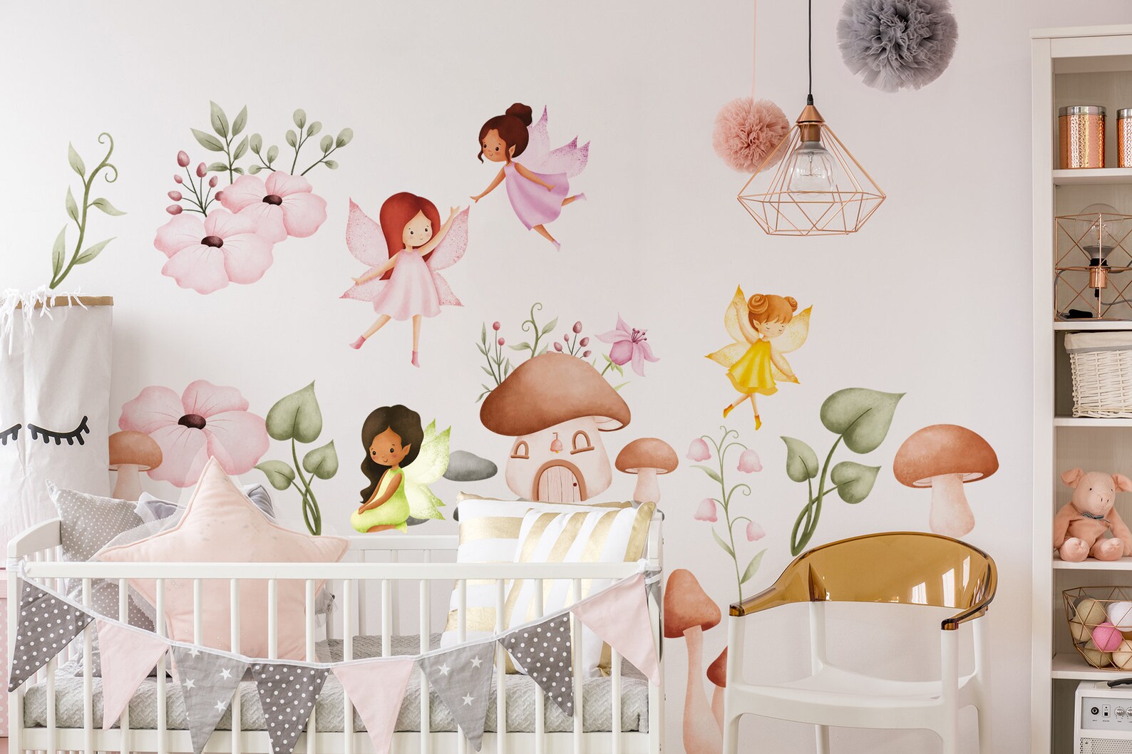 Fairy Wall Decal for Girls Room Nursery Decor | Peel and Stick Fairies Wall Sticker for Kids and Nursery | Cute Flying Fairy Sticker - Clickwalls