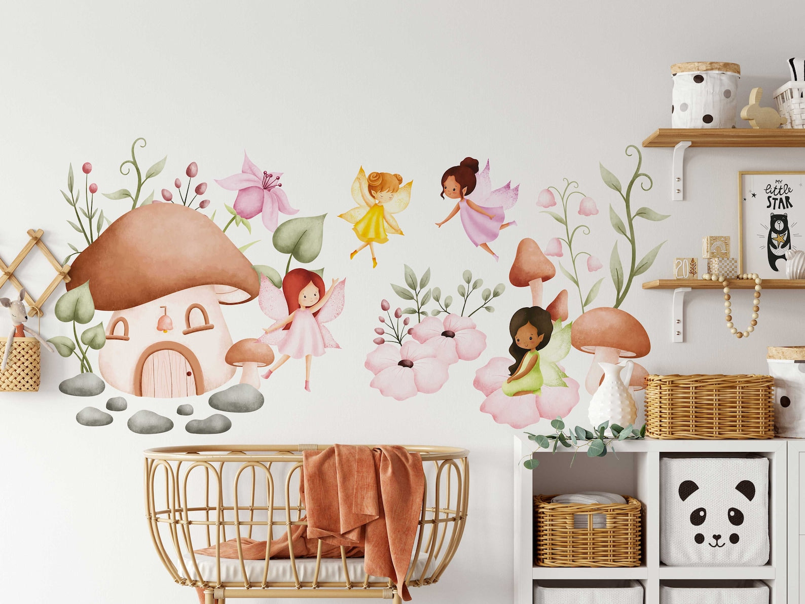 Fairy Wall Decal for Girls Room Nursery Decor | Peel and Stick Fairies Wall Sticker for Kids and Nursery | Cute Flying Fairy Sticker - Clickwalls