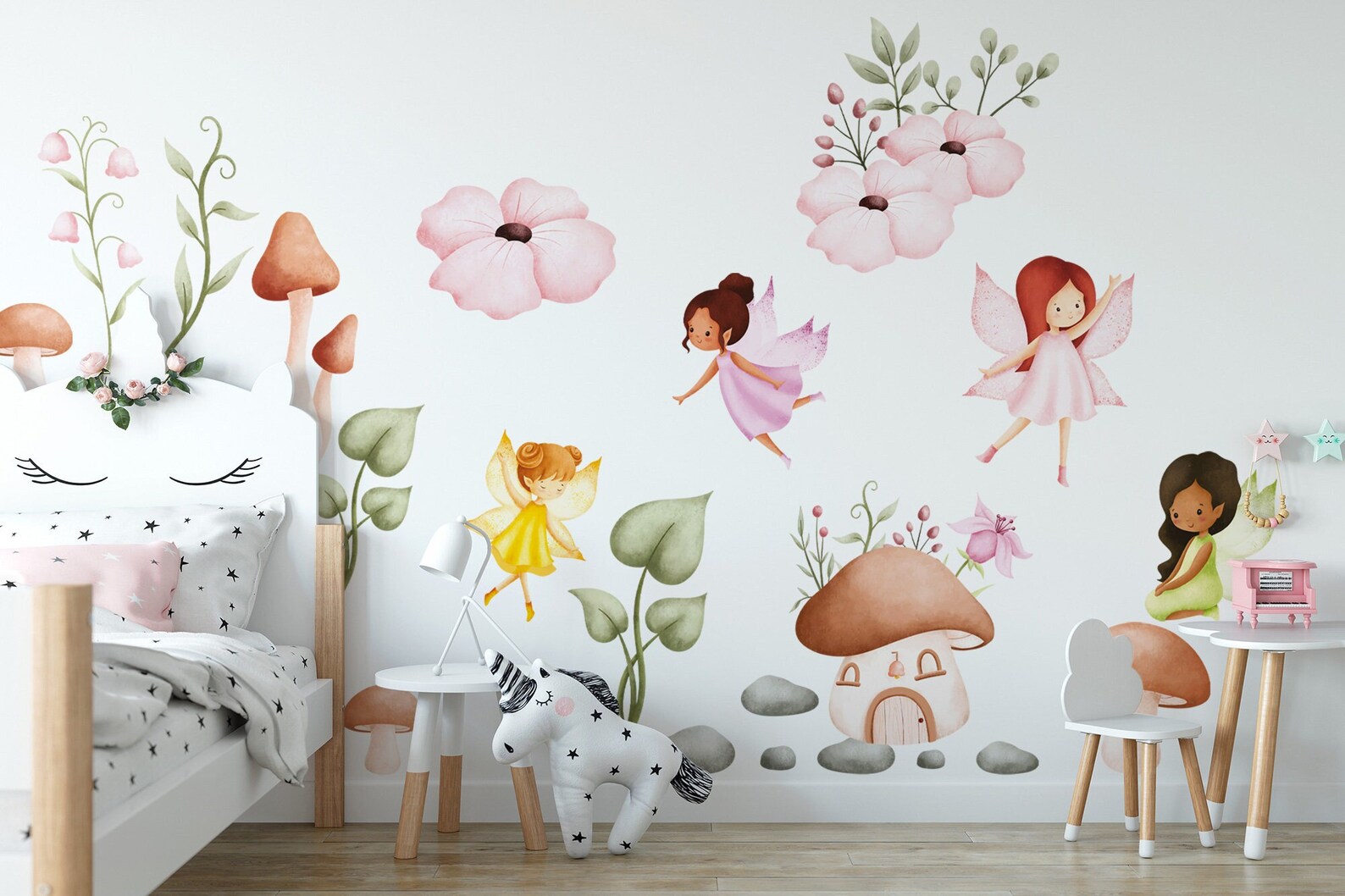 Fairy Wall Decal for Girls Room Nursery Decor | Peel and Stick Fairies Wall Sticker for Kids and Nursery | Cute Flying Fairy Sticker - Clickwalls