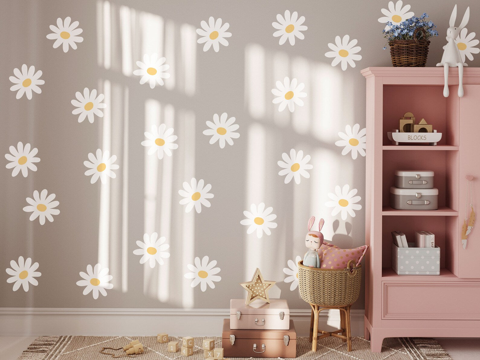 Daisy Flower Wall Decals | Nursery Decal Vinyl | Wall Decal | Wall Sticker - Clickwalls