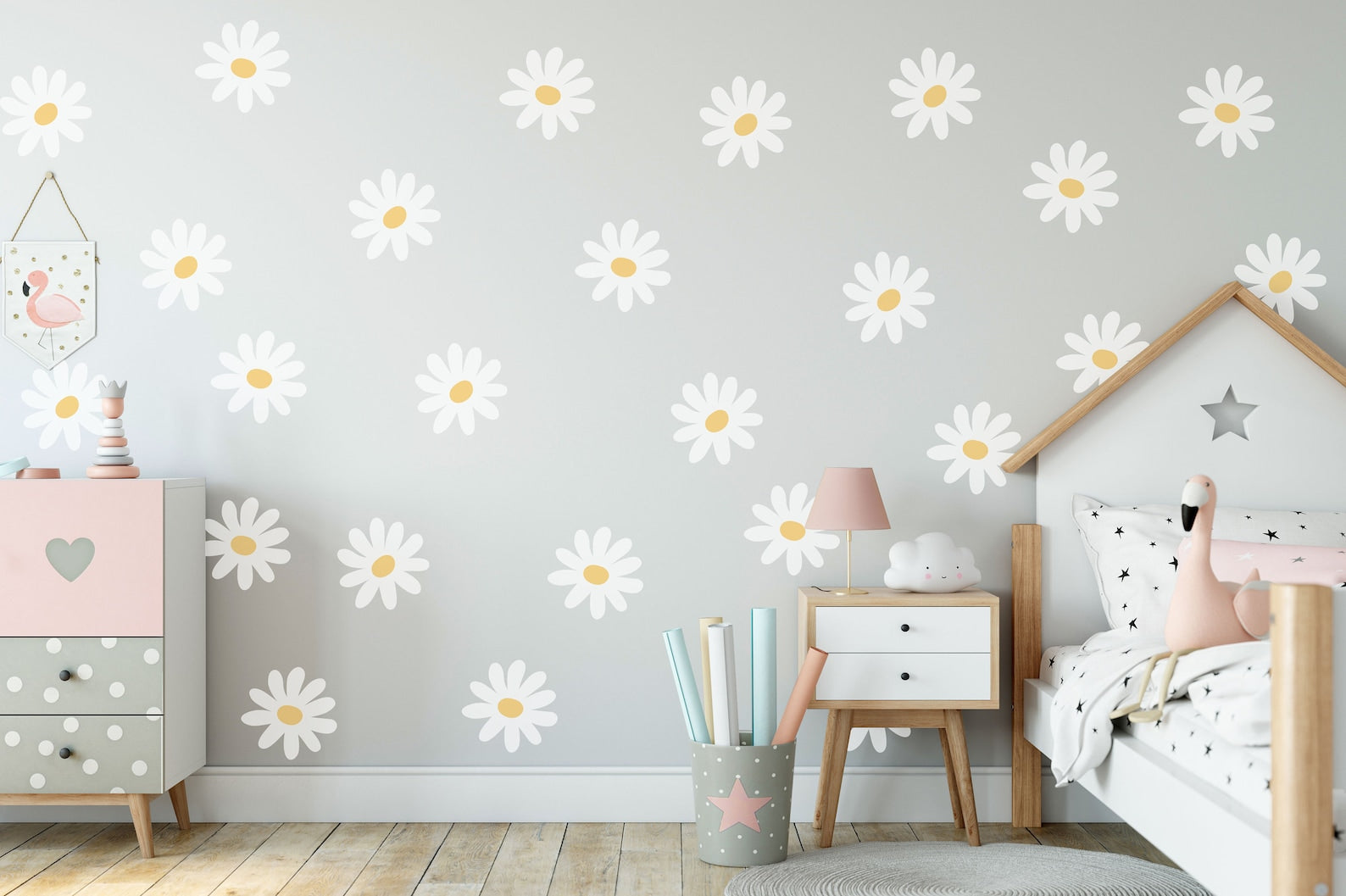 Daisy Flower Wall Decals | Nursery Decal Vinyl | Wall Decal | Wall Sticker - Clickwalls