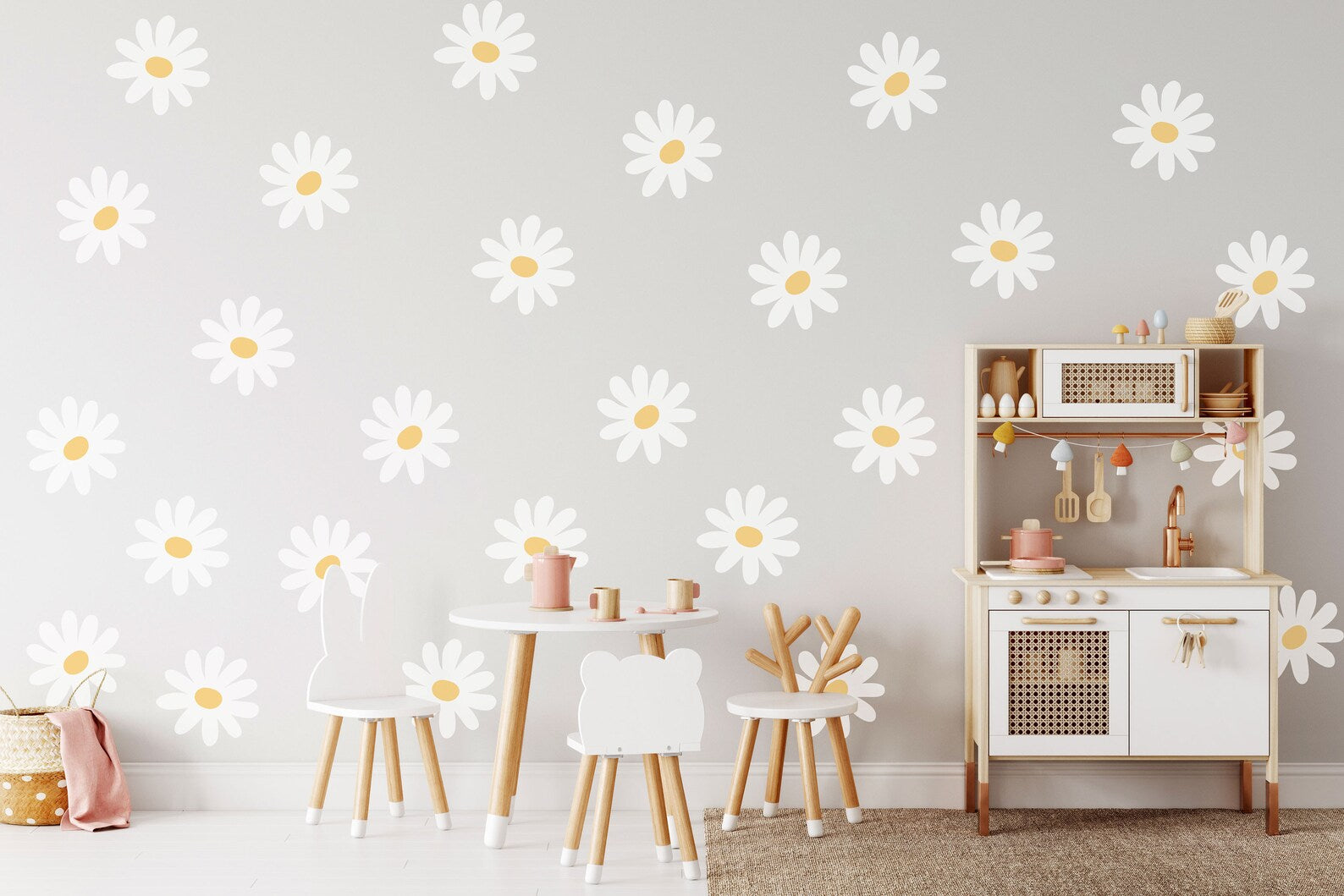 Daisy Flower Wall Decals | Nursery Decal Vinyl | Wall Decal | Wall Sticker - Clickwalls