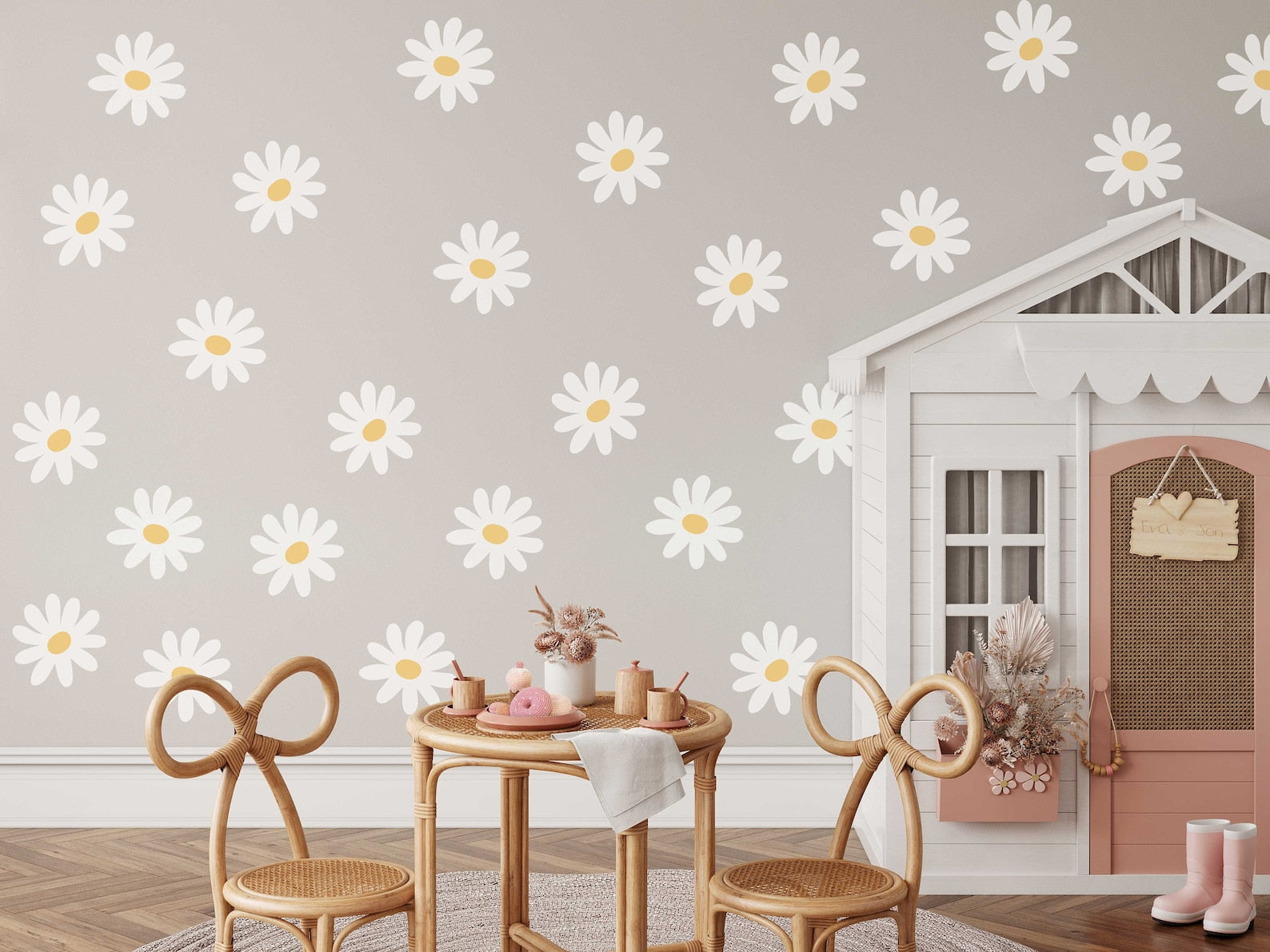 Daisy Flower Wall Decals | Nursery Decal Vinyl | Wall Decal | Wall Sticker - Clickwalls