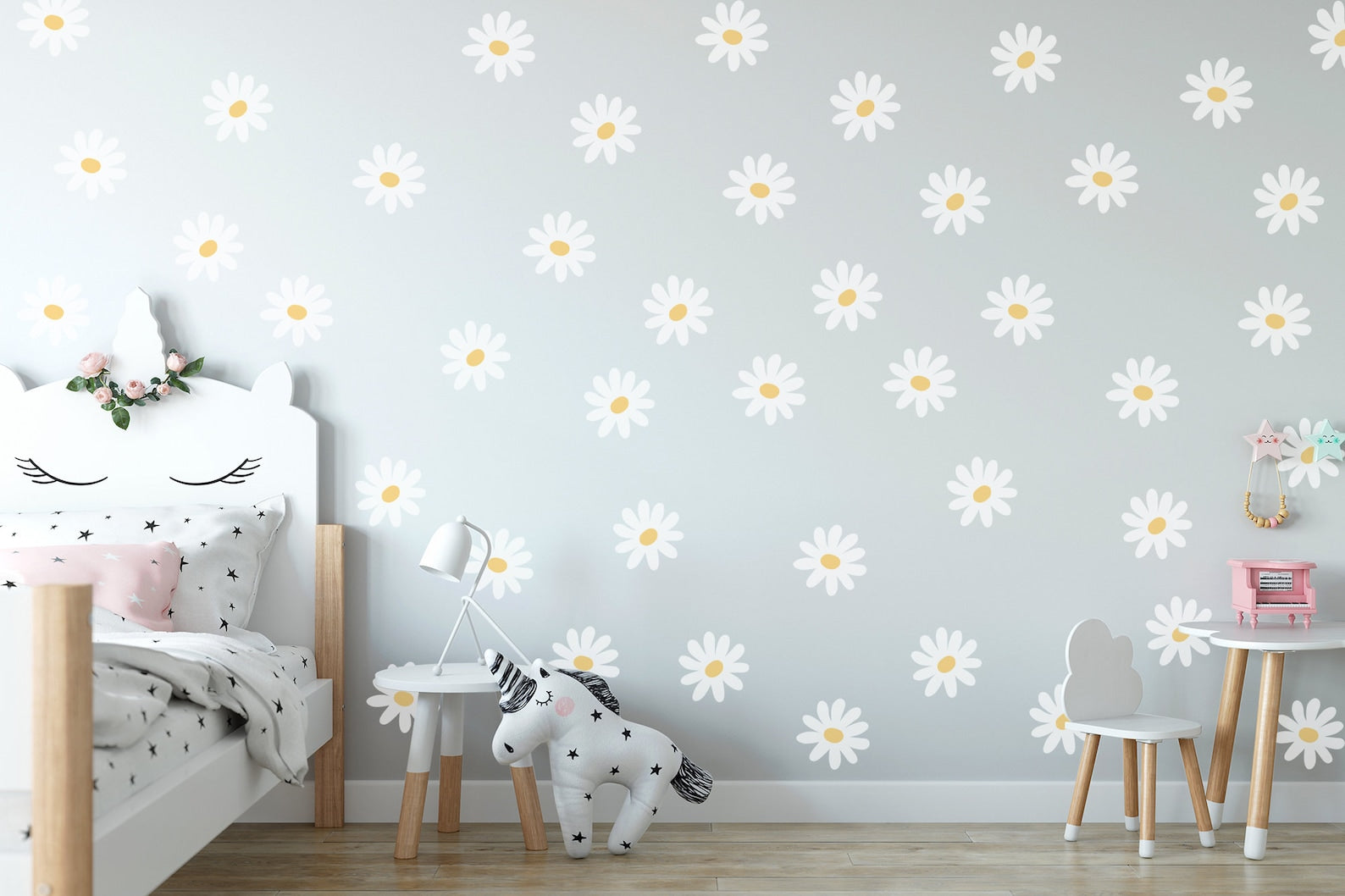 Daisy Flower Wall Decals | Nursery Decal Vinyl | Wall Decal | Wall Sticker - Clickwalls