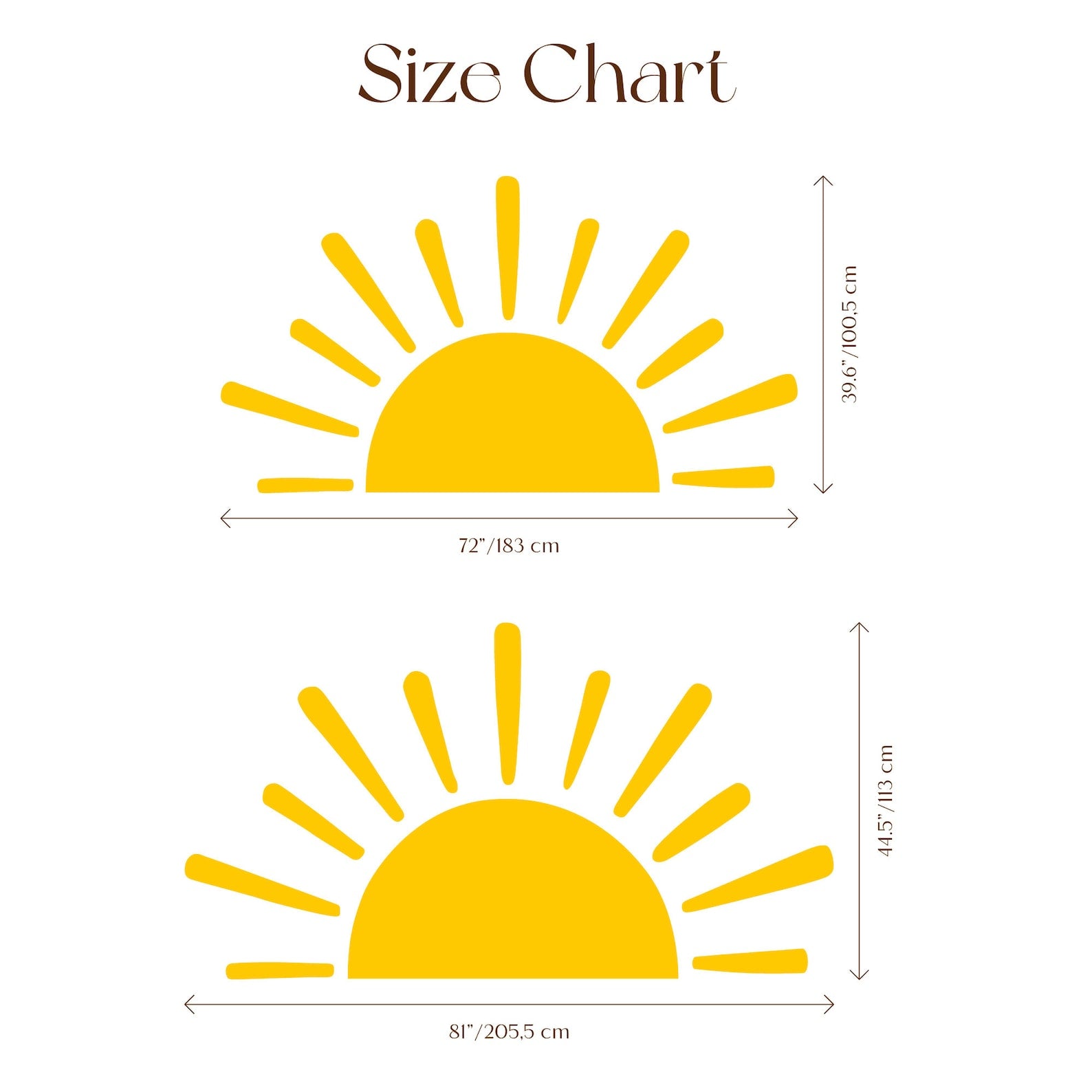 Large Half Sun Wall Decal - Nursery Decor | Kids Room Wall Art | Removable Sunburst Wall Stickers - Clickwalls