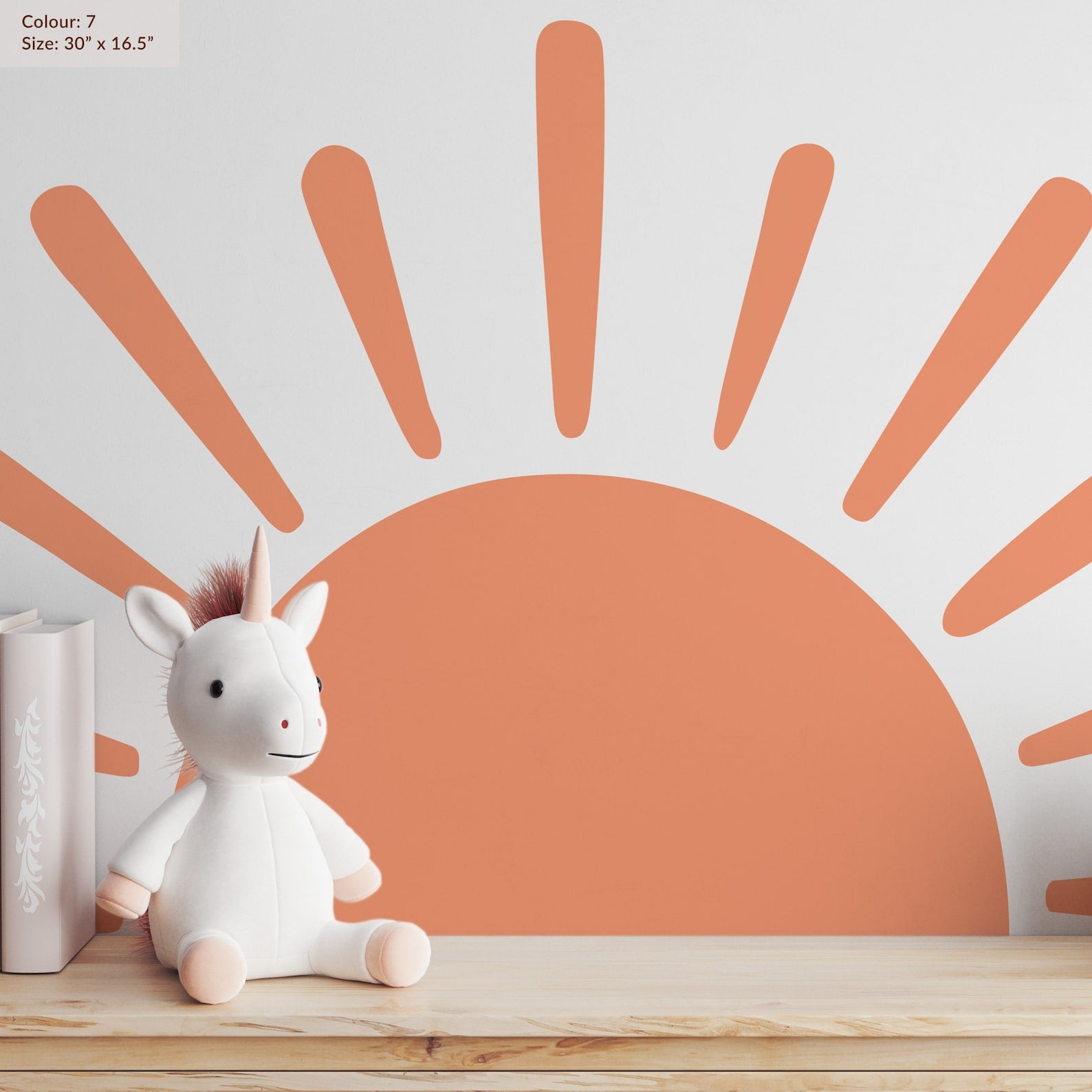 Large Half Sun Wall Decal - Nursery Decor | Kids Room Wall Art | Removable Sunburst Wall Stickers - Clickwalls