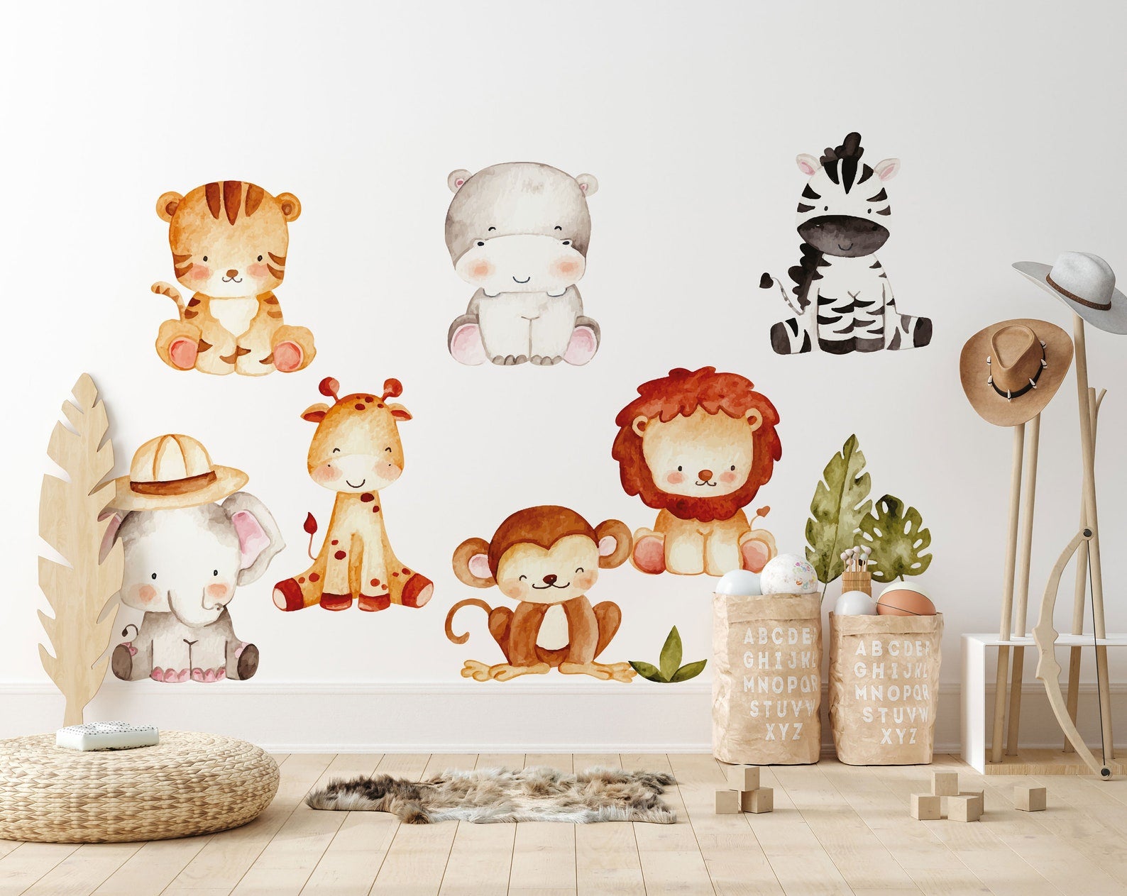 Jungle Wall Decals | Safari Animal Nursery Decor | Kids Room Decal | Reusable and Removable Wall Stickers - Clickwalls