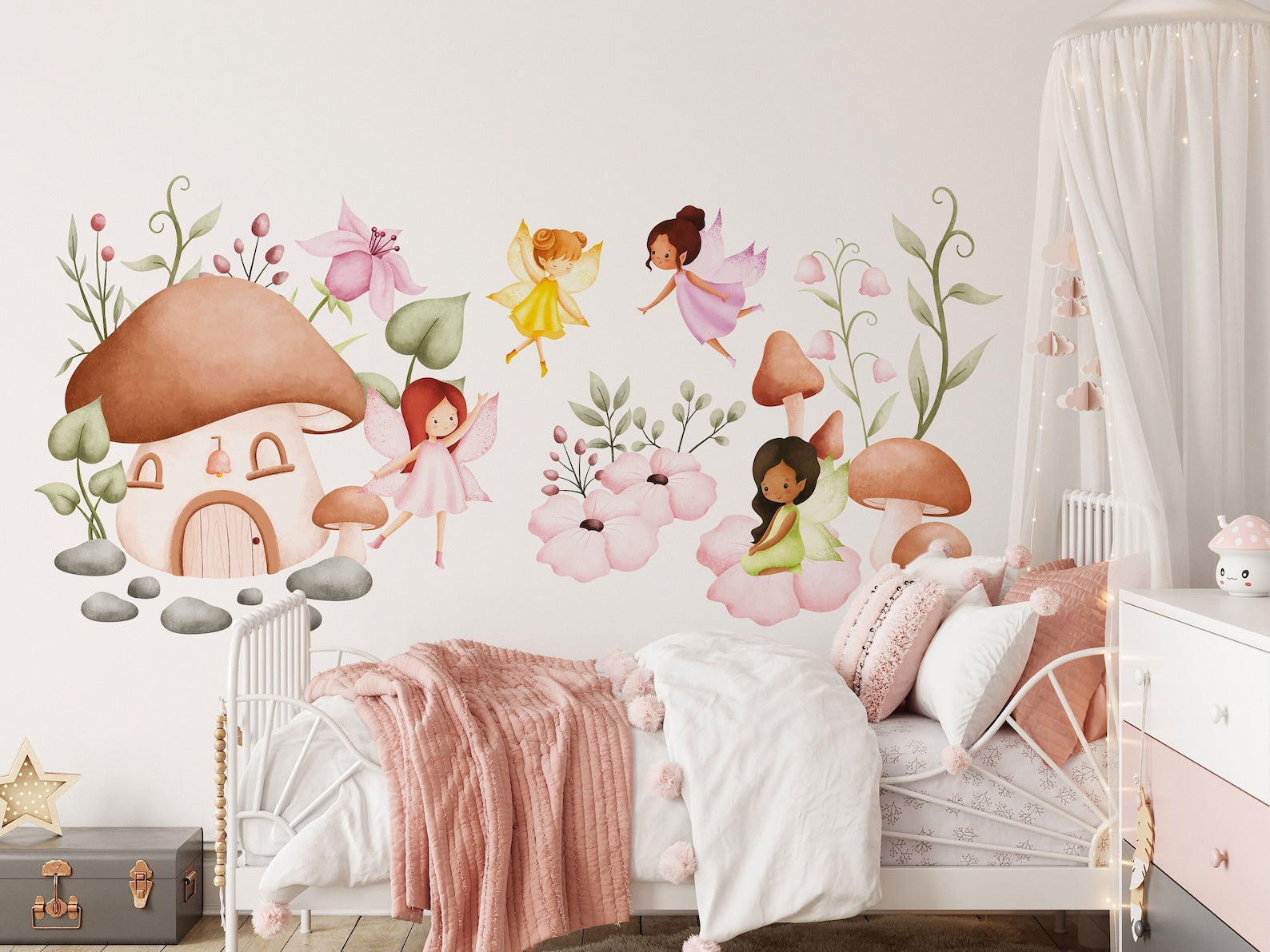 Fairy Wall Decal for Girls Room Nursery Decor | Peel and Stick Fairies Wall Sticker for Kids and Nursery | Cute Flying Fairy Sticker - Clickwalls