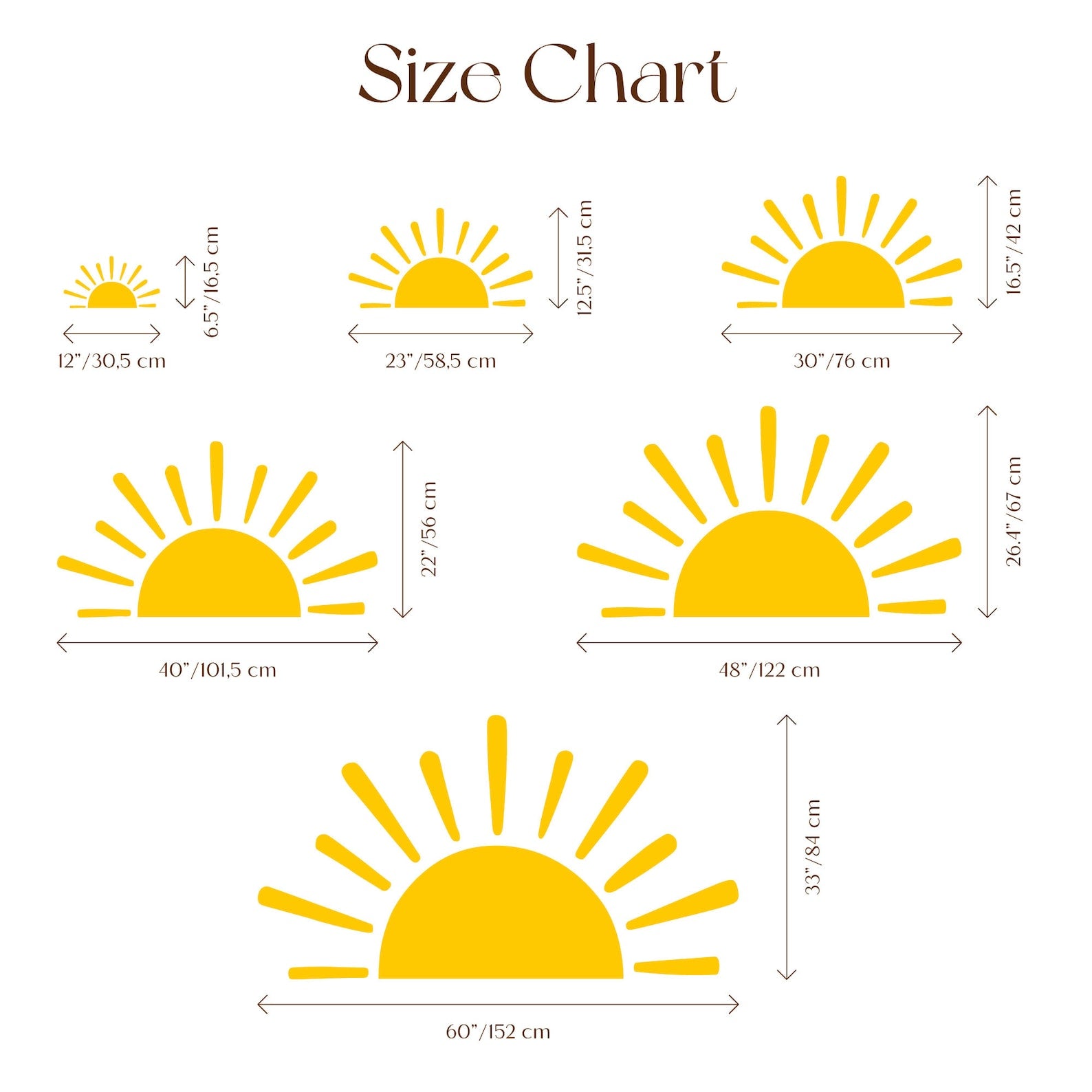 Large Half Sun Wall Decal - Nursery Decor | Kids Room Wall Art | Removable Sunburst Wall Stickers - Clickwalls