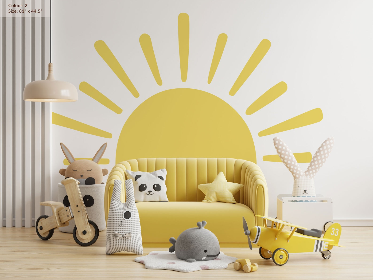 Large Half Sun Wall Decal - Nursery Decor | Kids Room Wall Art | Removable Sunburst Wall Stickers - Clickwalls