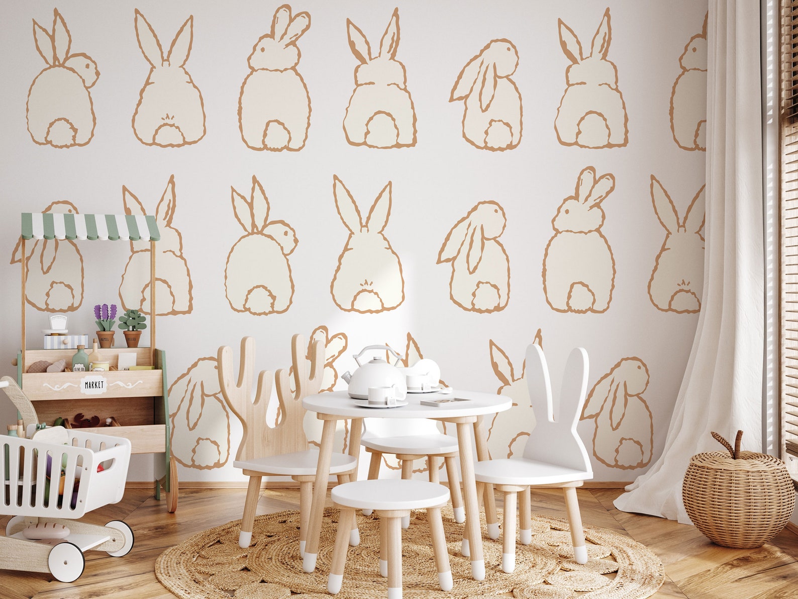 Cute Bunny Decals | Peel and Stick Rabbit Decals | Animals Wall Mural | Wall Decals for Kids | Nursery Wall Decals | Bunny Wall Decals - Clickwalls