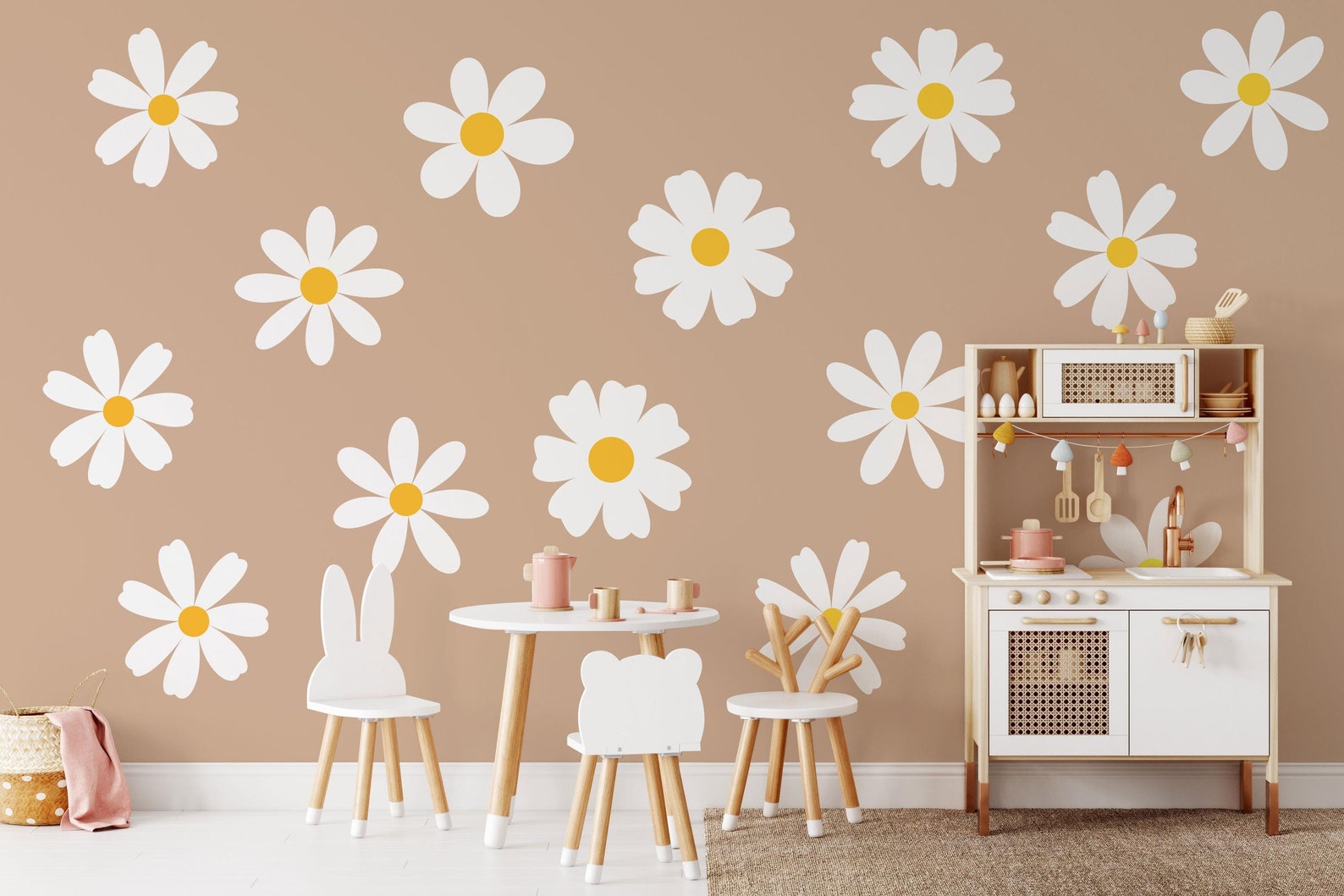 Daisy Wall Decals | Nursery Decor | Kids Room Wall Art | Removable Flower Wall Stickers - Clickwalls