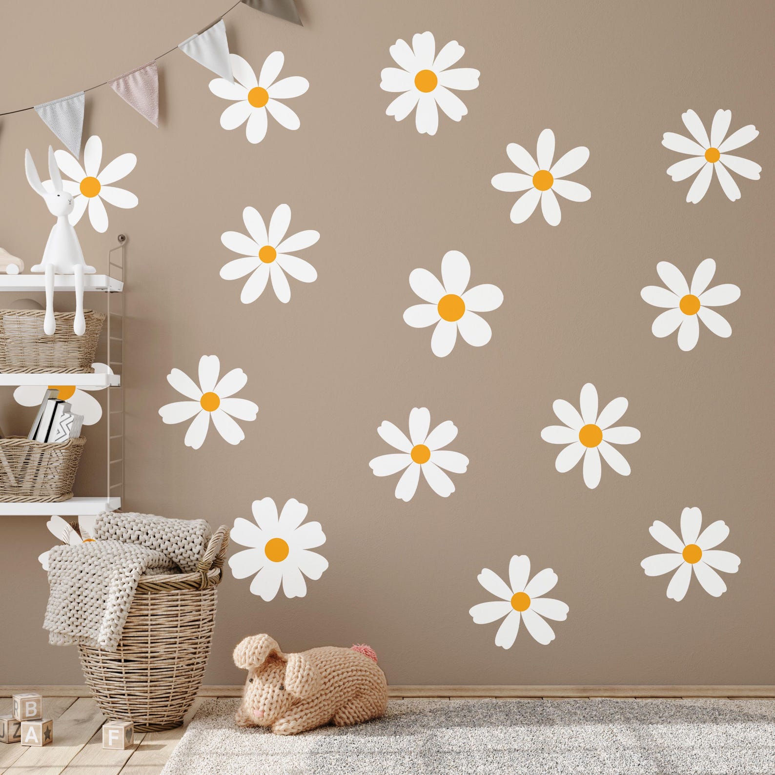 Daisy Wall Decals | Nursery Decor | Kids Room Wall Art | Removable Flower Wall Stickers - Clickwalls
