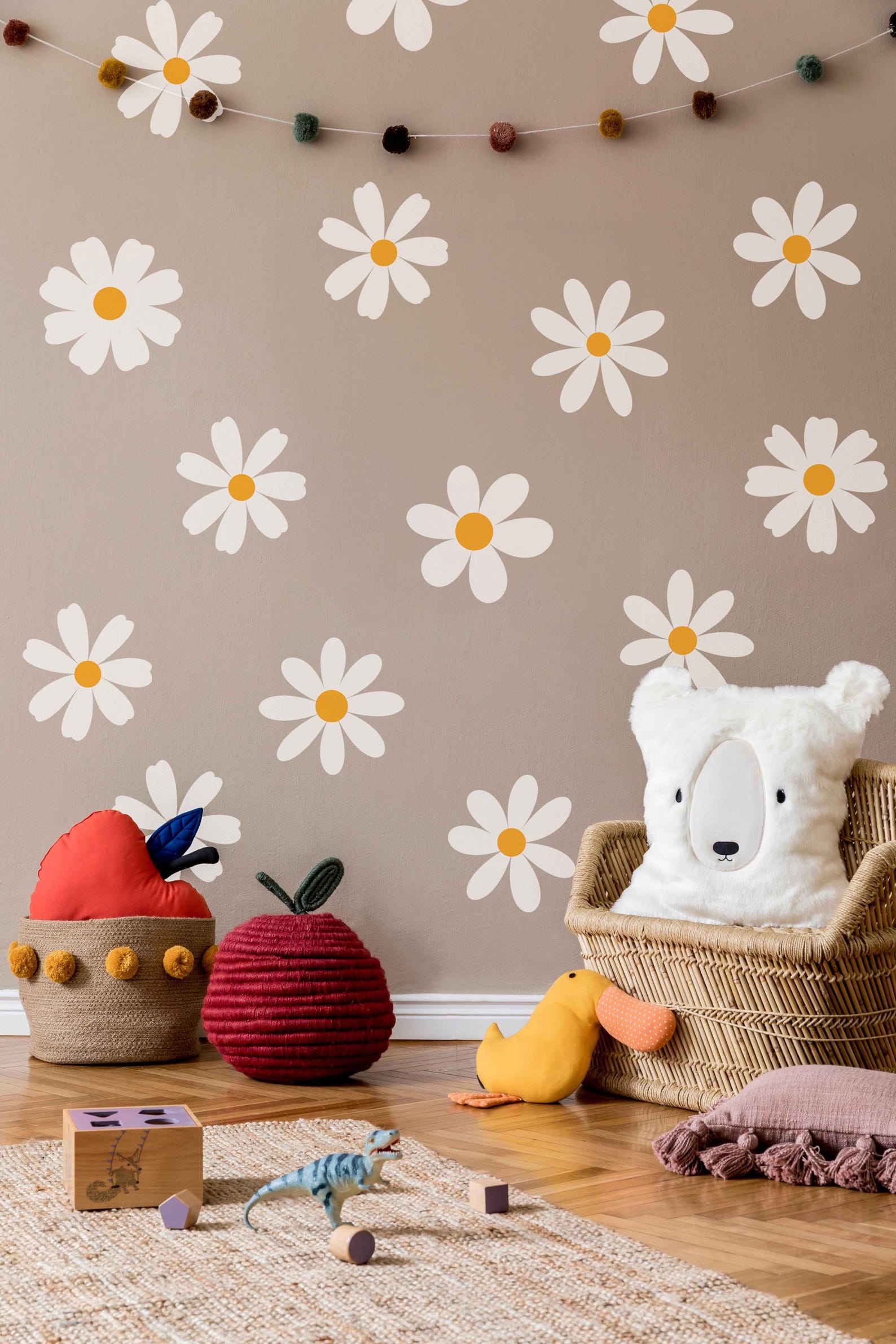 Daisy Wall Decals | Nursery Decor | Kids Room Wall Art | Removable Flower Wall Stickers - Clickwalls