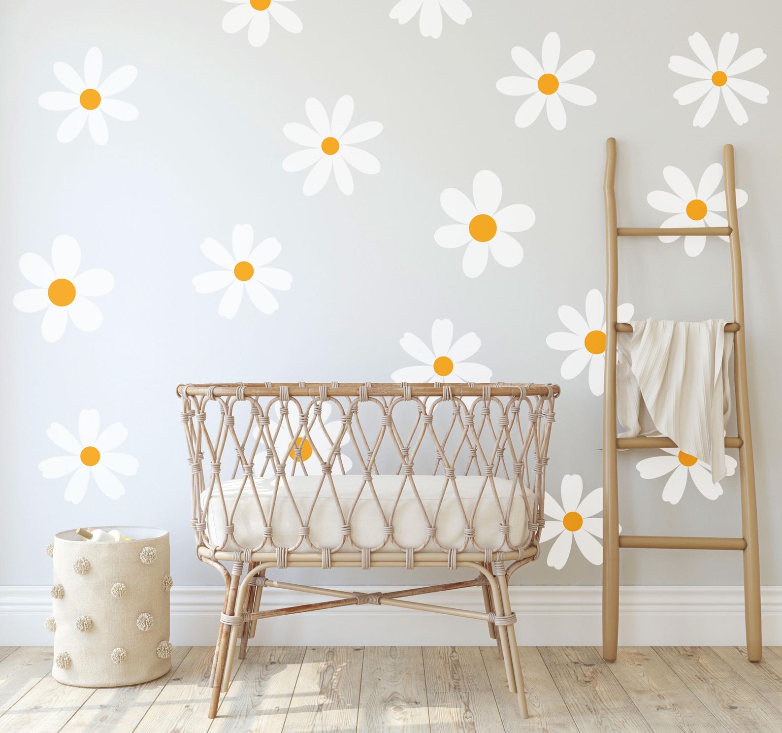Daisy Wall Decals | Nursery Decor | Kids Room Wall Art | Removable Flower Wall Stickers - Clickwalls