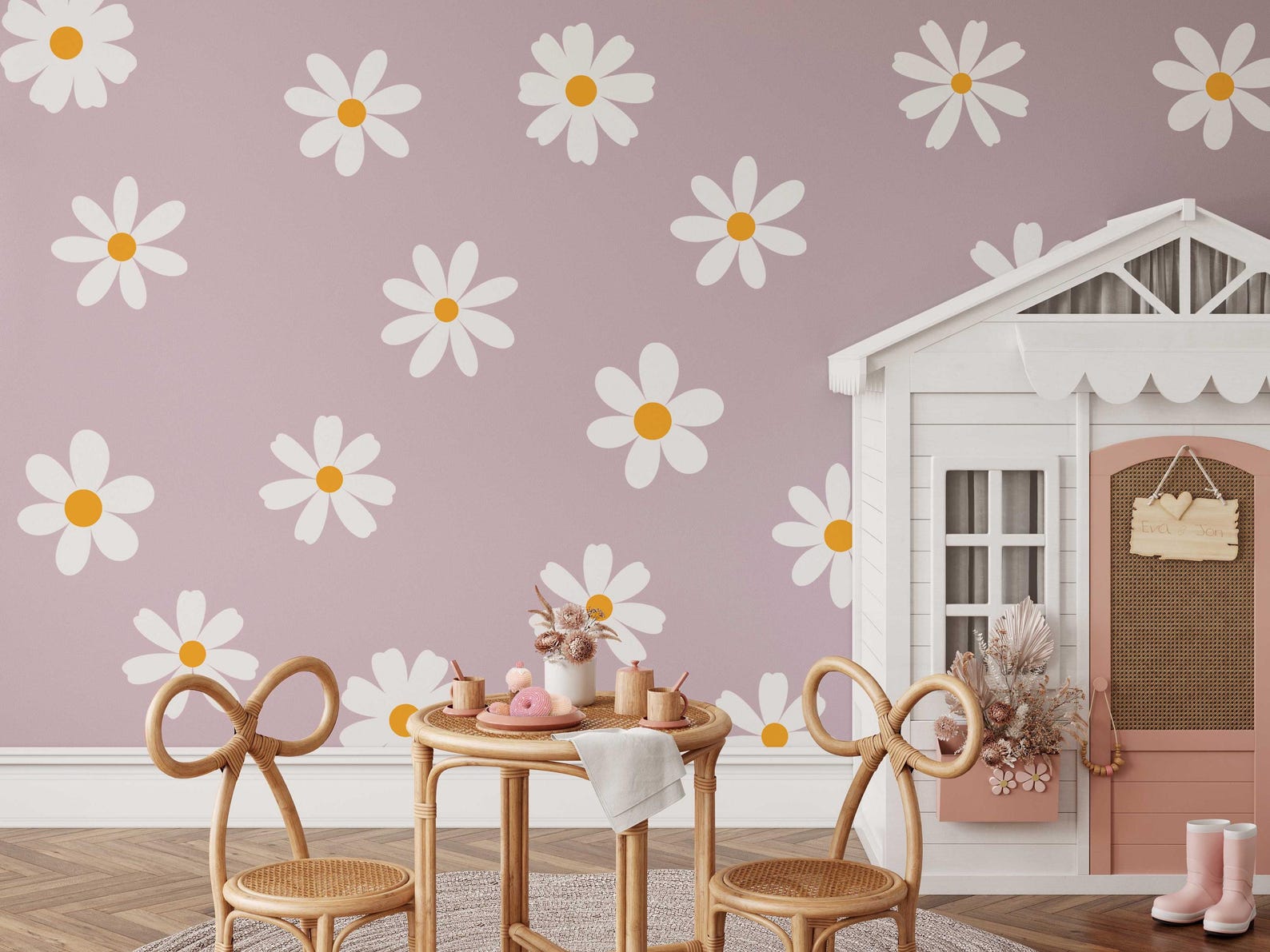 Daisy Wall Decals | Nursery Decor | Kids Room Wall Art | Removable Flower Wall Stickers - Clickwalls