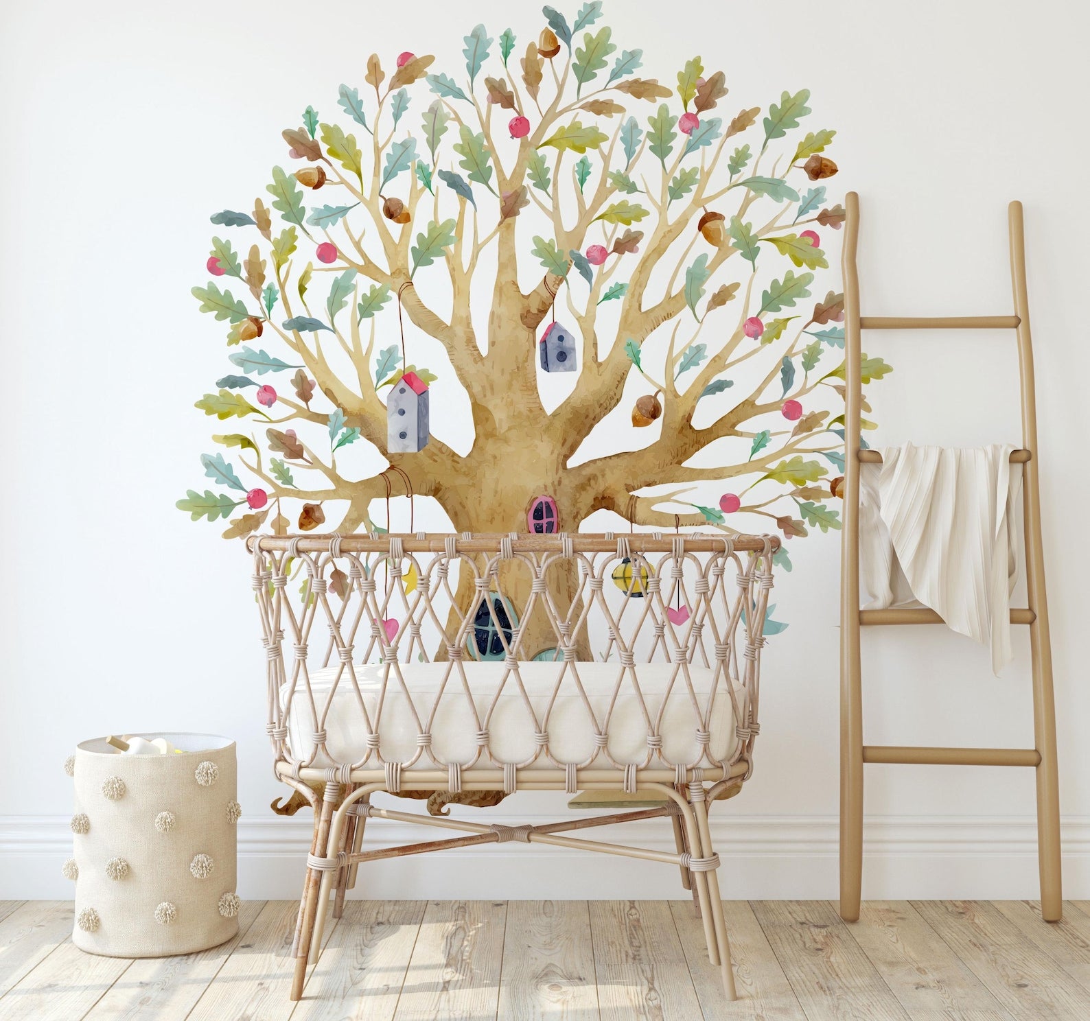Fairy Tree House Wall Decal | Magical Wildflower Garden Floral and Fairy Wall Sticker | For a Girl's Nursery - Clickwalls