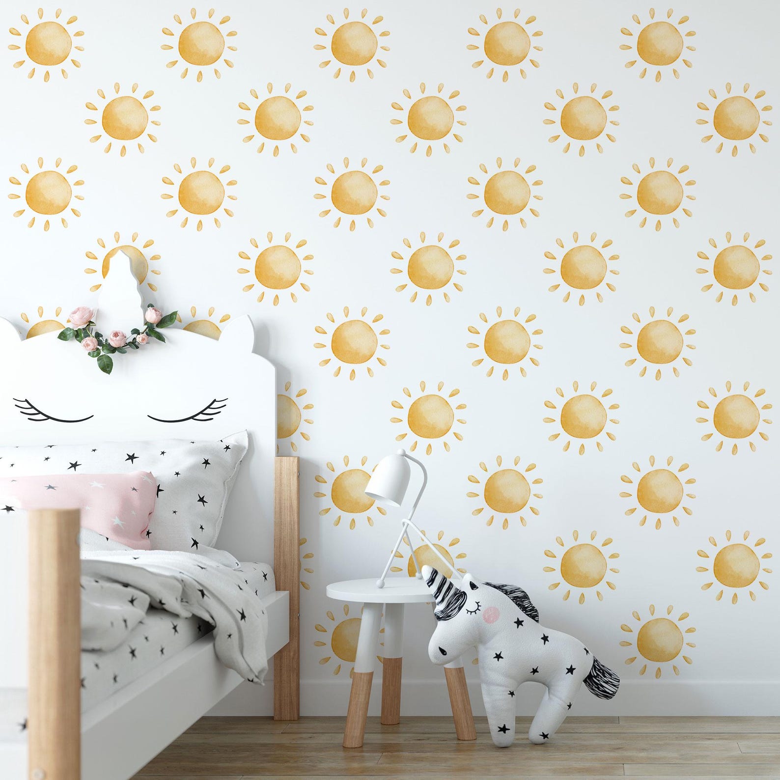 Wall Decal - Neutral Tan Sun Decals - Sun Wall Sticker - Sun Wall Decals - Boho Nursery Decor - Clickwalls
