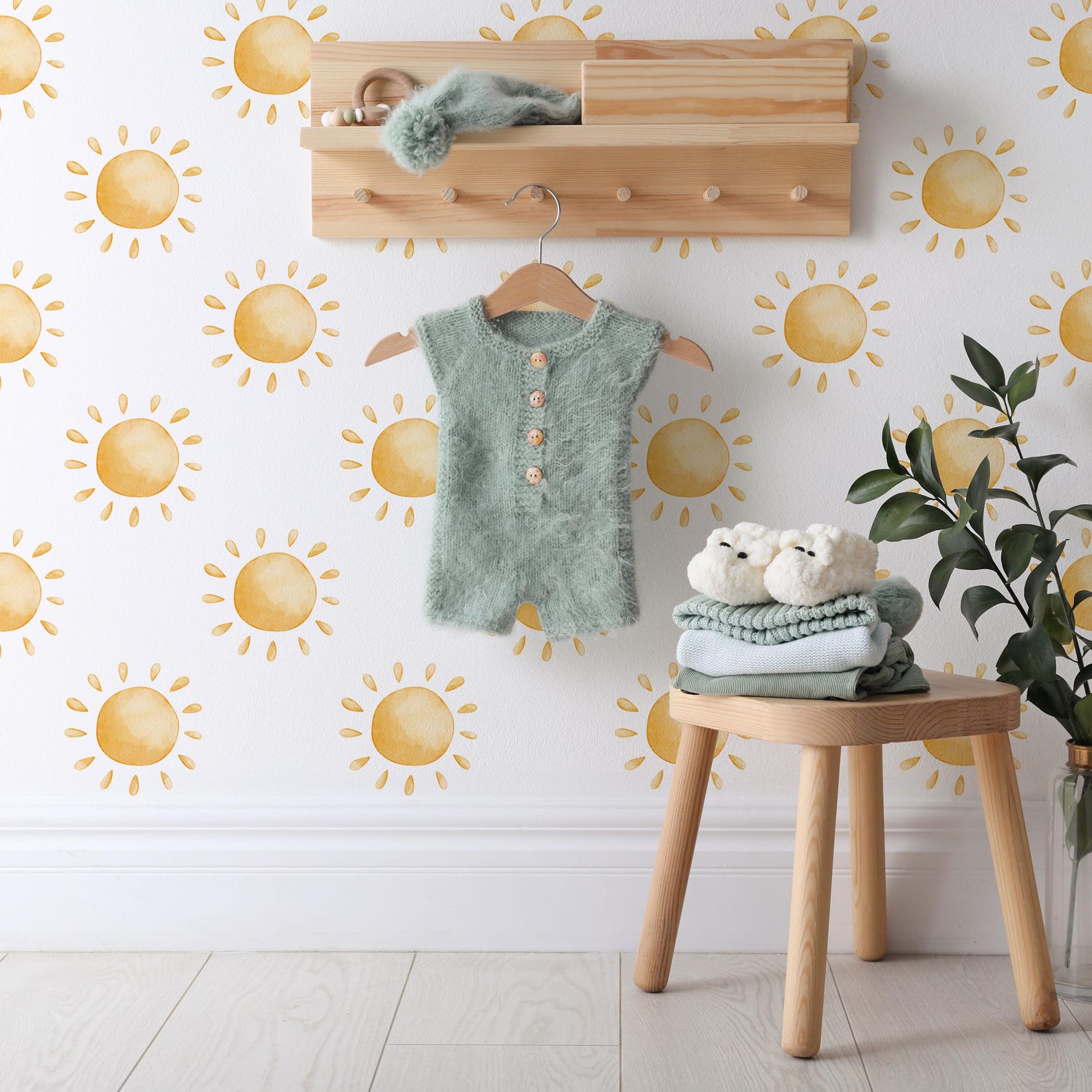 Wall Decal - Neutral Tan Sun Decals - Sun Wall Sticker - Sun Wall Decals - Boho Nursery Decor - Clickwalls