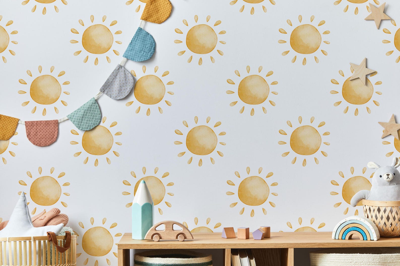 Wall Decal - Neutral Tan Sun Decals - Sun Wall Sticker - Sun Wall Decals - Boho Nursery Decor - Clickwalls