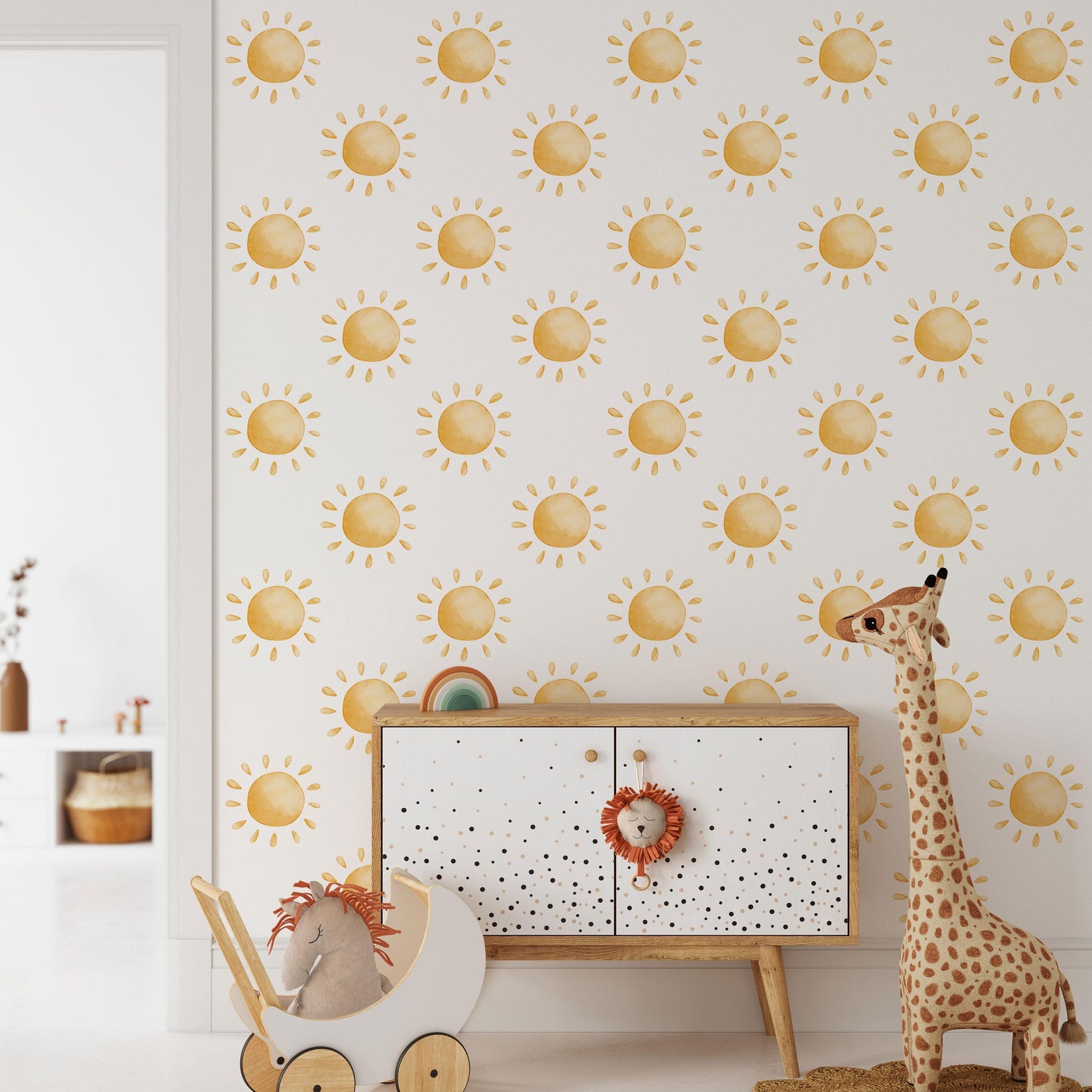 Wall Decal - Neutral Tan Sun Decals - Sun Wall Sticker - Sun Wall Decals - Boho Nursery Decor - Clickwalls