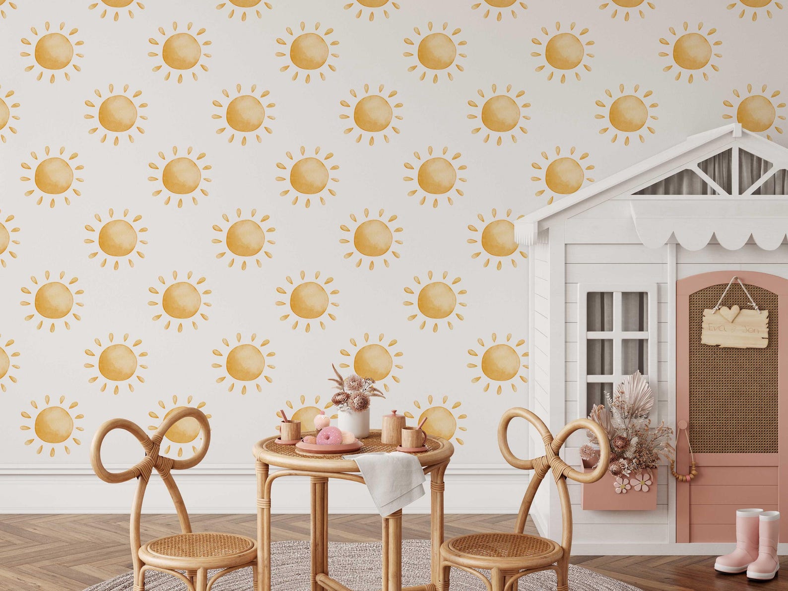 Wall Decal - Neutral Tan Sun Decals - Sun Wall Sticker - Sun Wall Decals - Boho Nursery Decor - Clickwalls