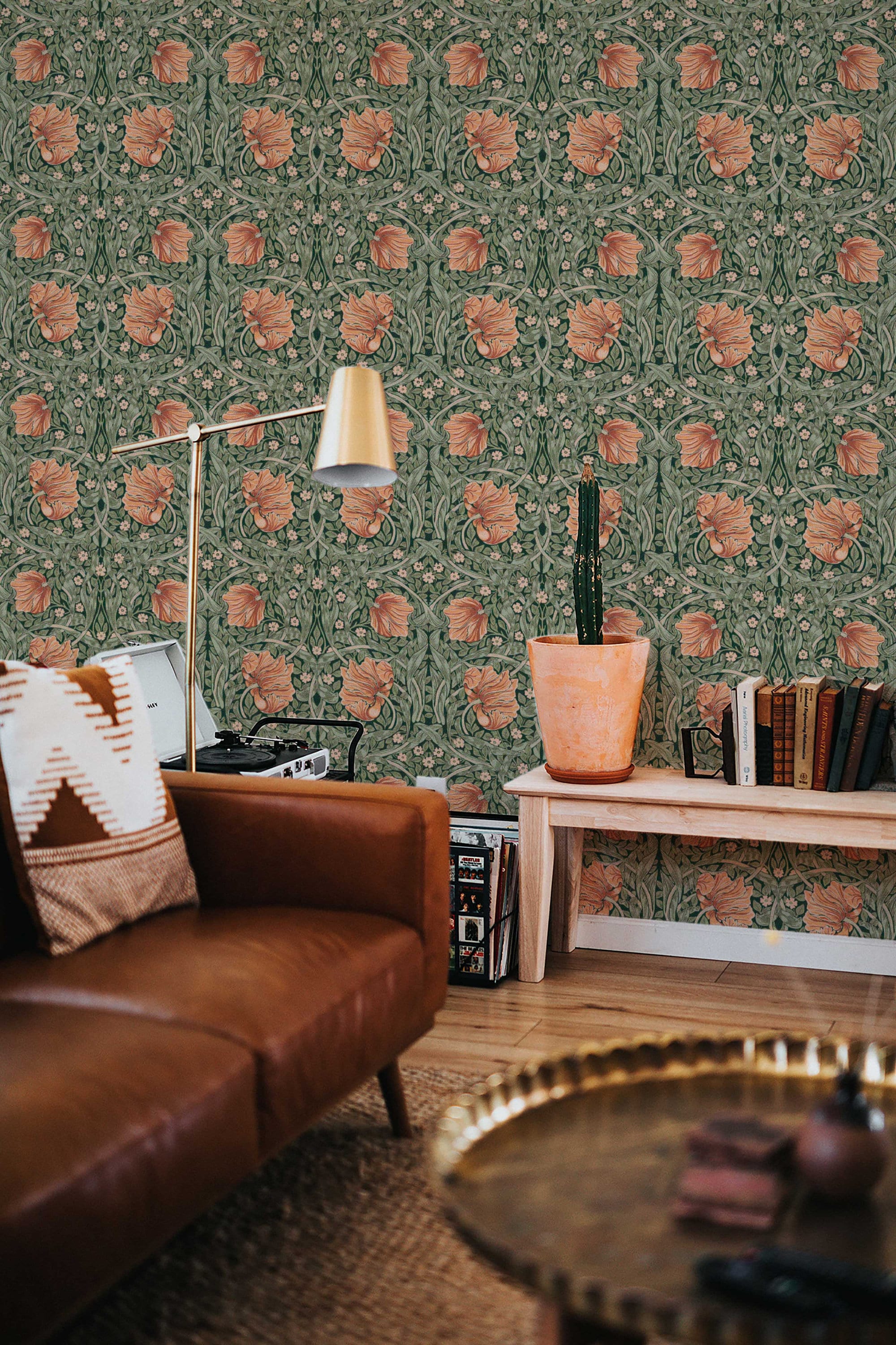 William Morris Pimpernel Pattern Peel and Stick Wallpaper Self-Adhesive Removable Wallcovering Fabric & Light Canvas Texture Wall Murals - Clickwalls