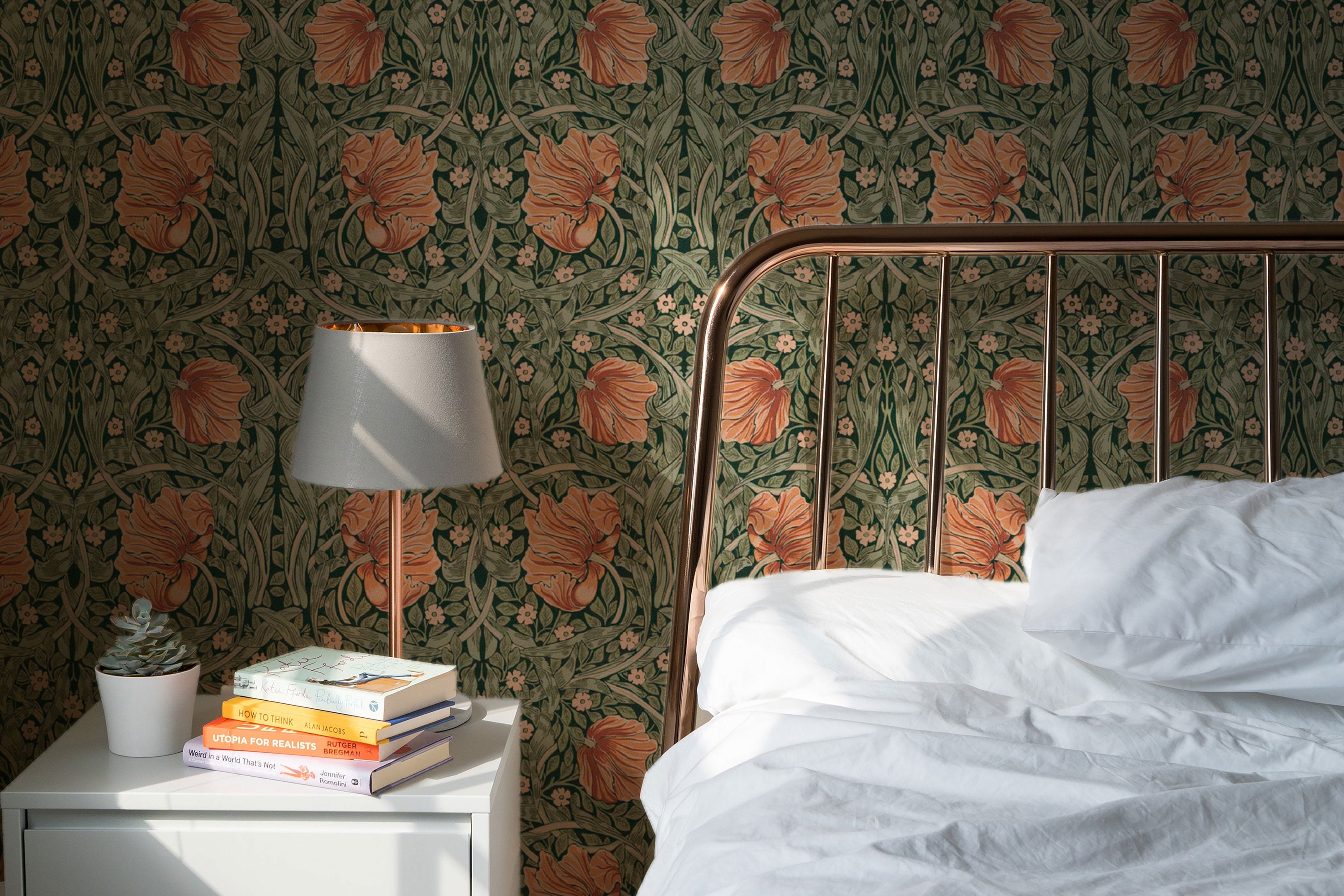 William Morris Pimpernel Pattern Peel and Stick Wallpaper Self-Adhesive Removable Wallcovering Fabric & Light Canvas Texture Wall Murals - Clickwalls