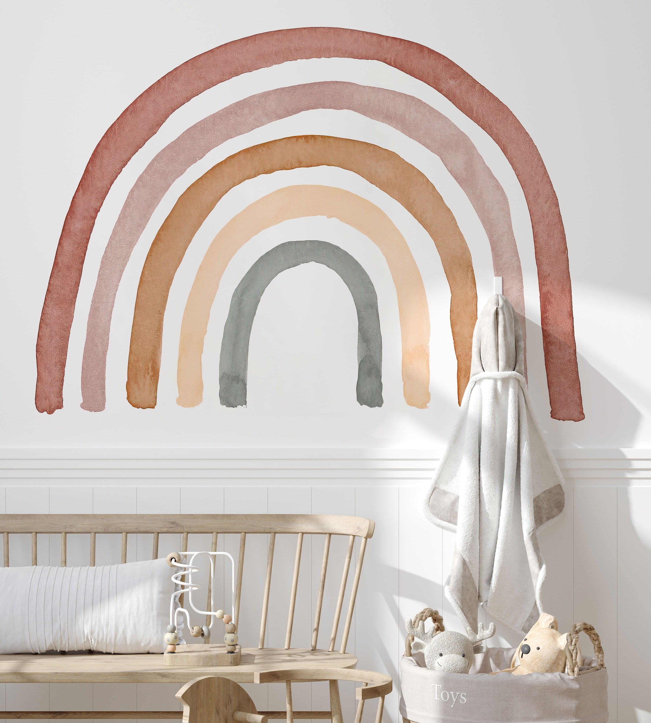 Bohemian Rainbow Nursery Decal - Peel and Stick Wall Sticker, Neutral Sweet Rainbow Wall Art, No Background Decal - Clickwalls