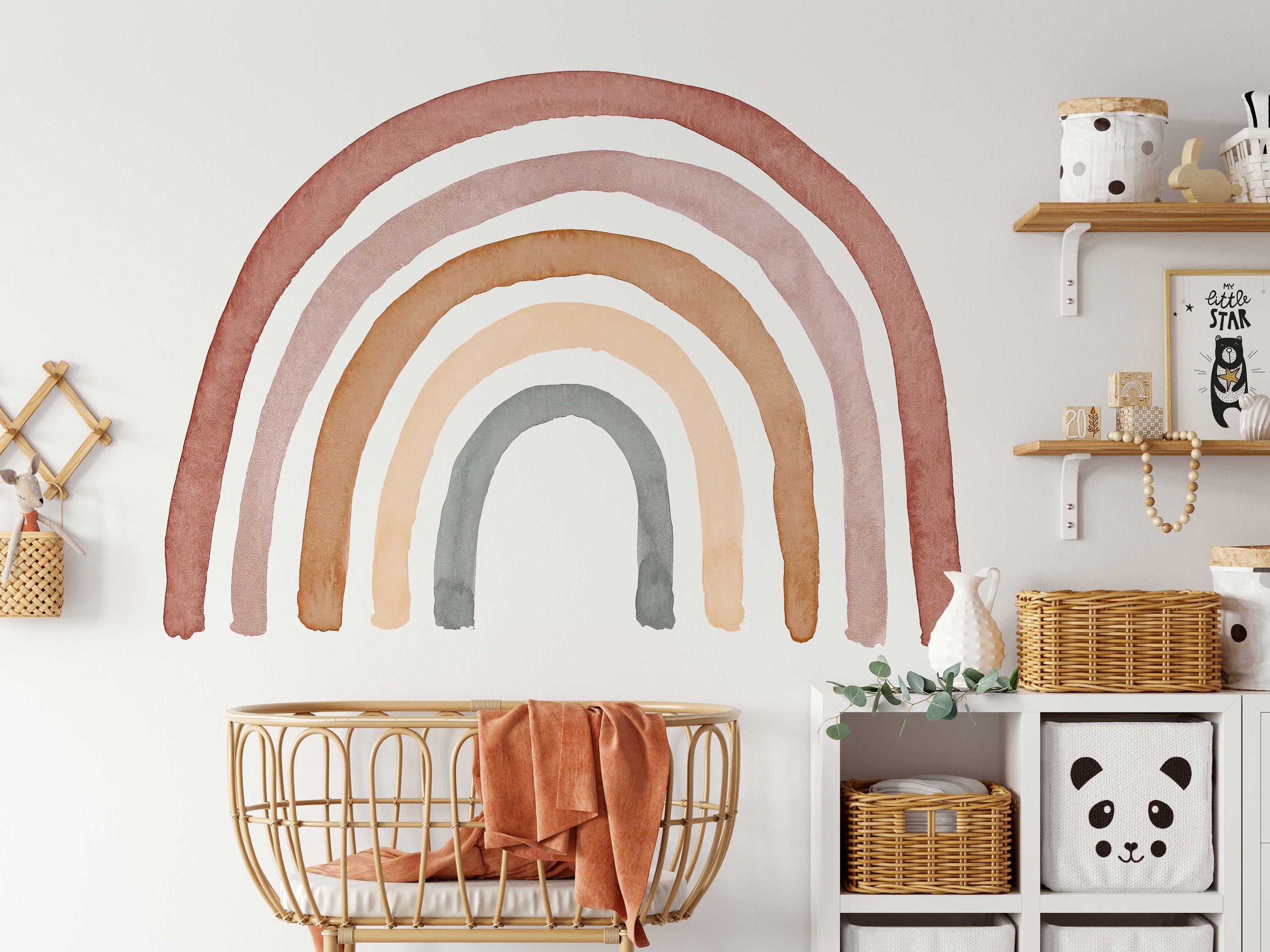 Bohemian Rainbow Nursery Decal - Peel and Stick Wall Sticker, Neutral Sweet Rainbow Wall Art, No Background Decal - Clickwalls