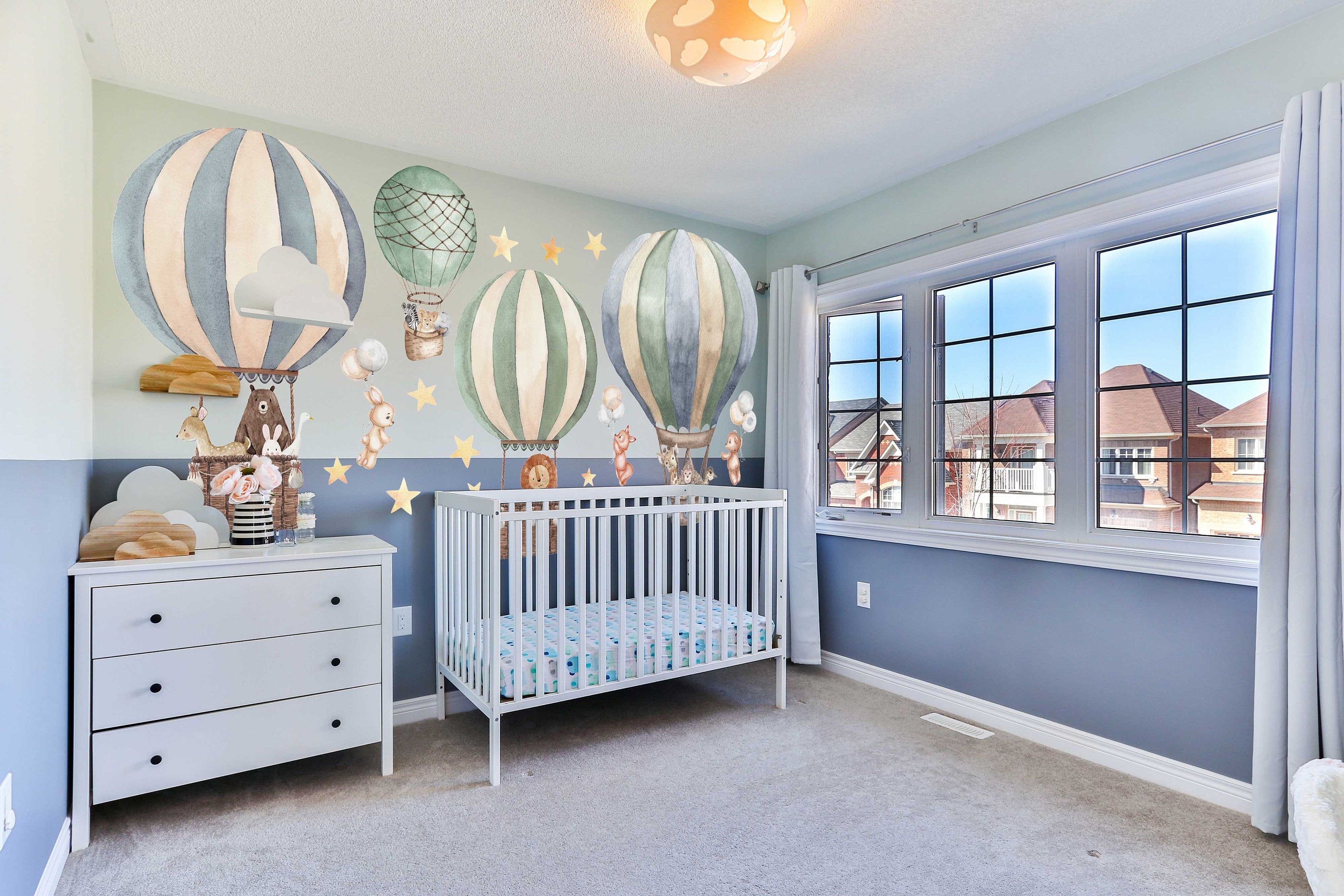 Colorful Hot Air Balloon Wall Sticker for Playful Kids Rooms - Clickwalls
