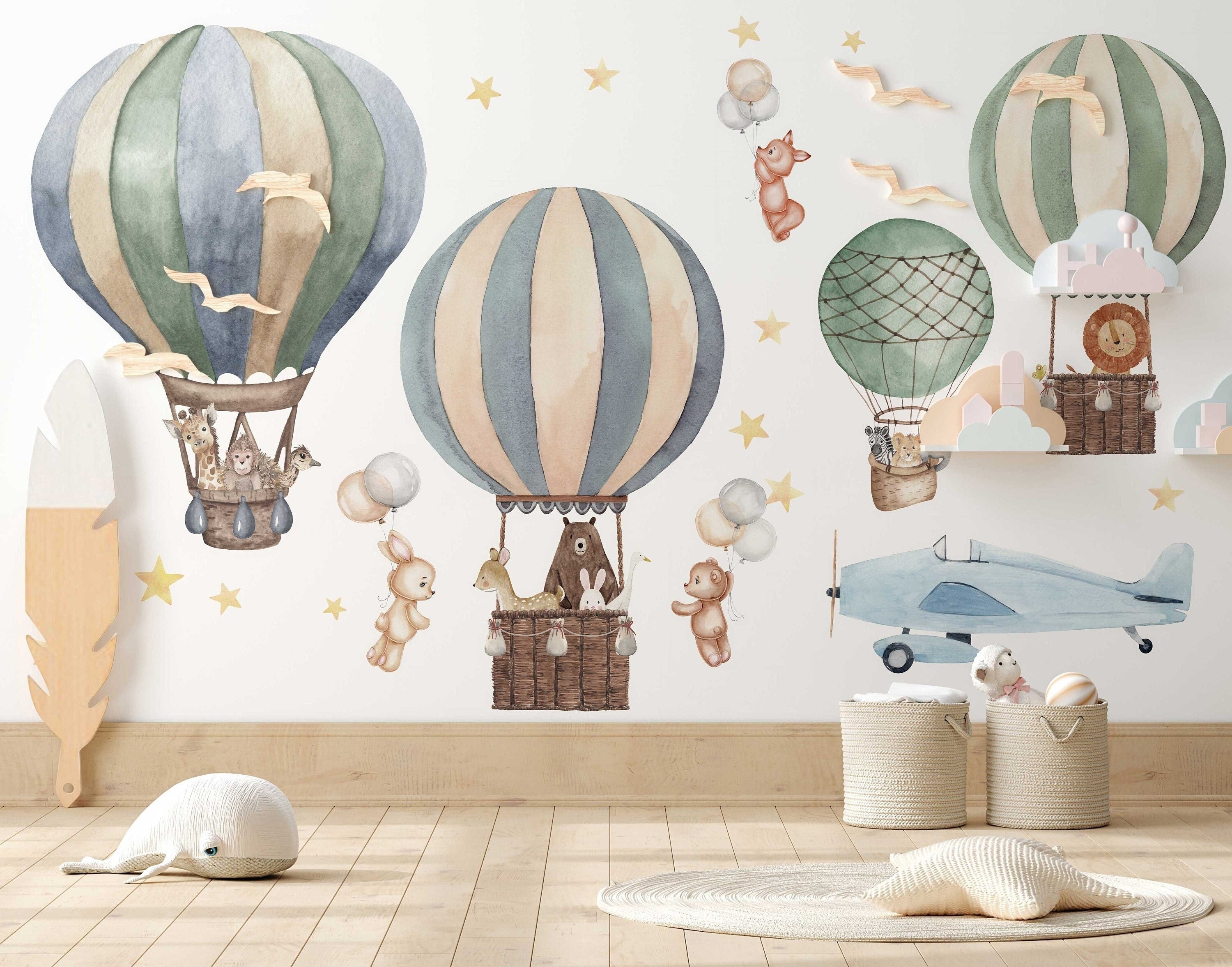 Colorful Hot Air Balloon Wall Sticker for Playful Kids Rooms - Clickwalls