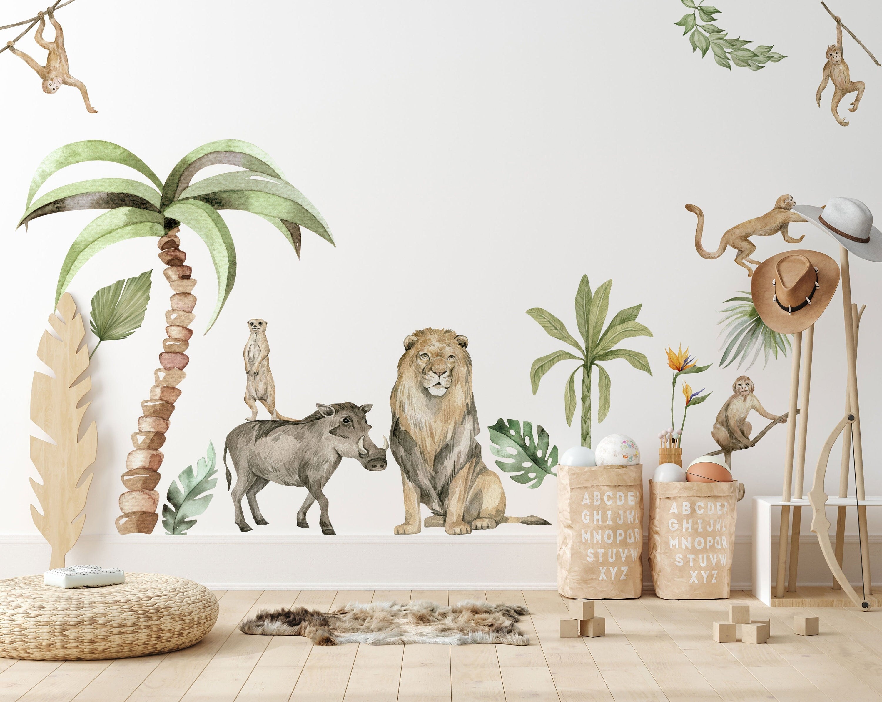 Jungle Animal Wall Stickers: Repositionable Nursery Decals for Your Little One's Room - Clickwalls