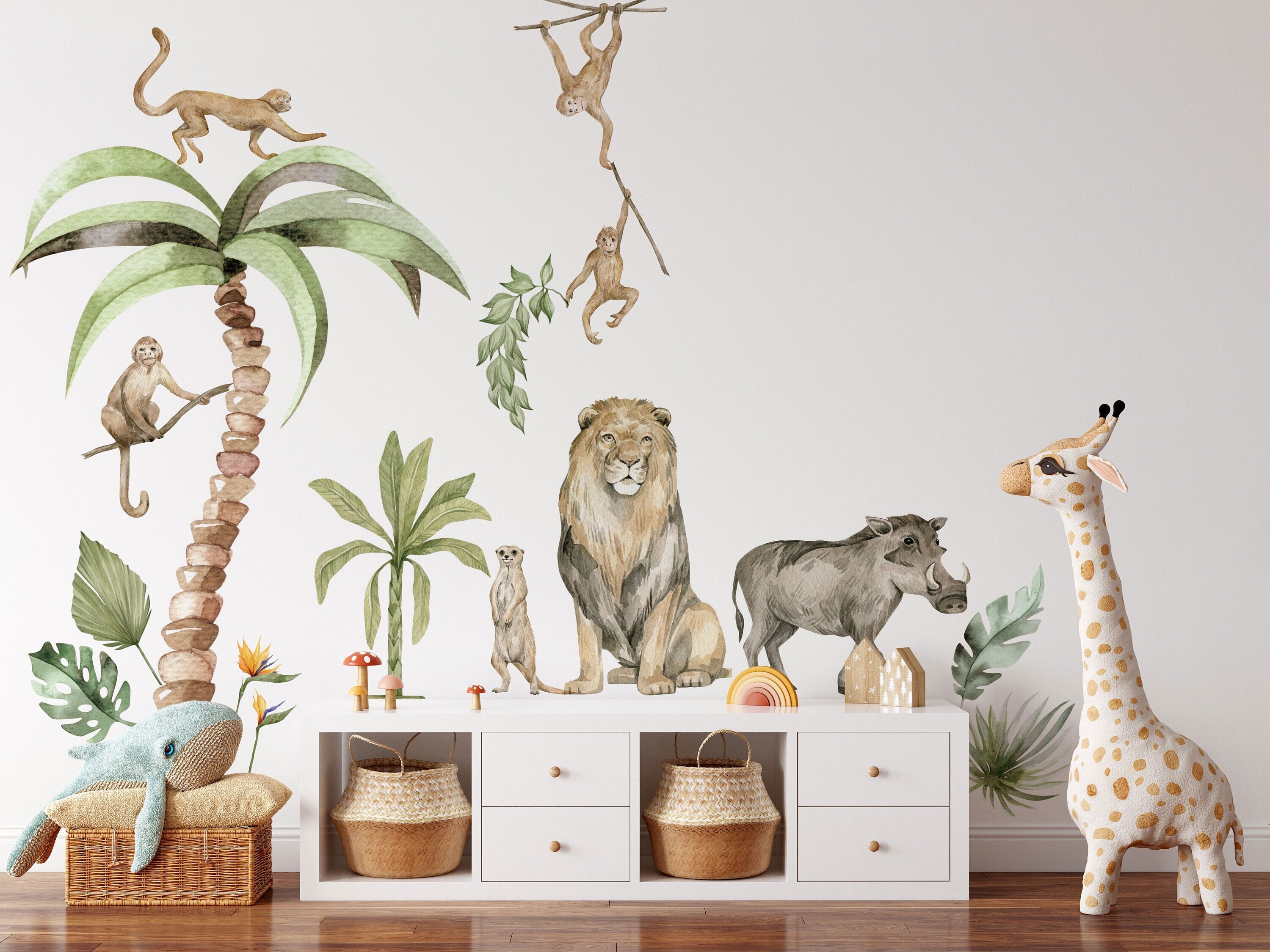 Jungle Animal Wall Stickers: Repositionable Nursery Decals for Your Little One's Room - Clickwalls